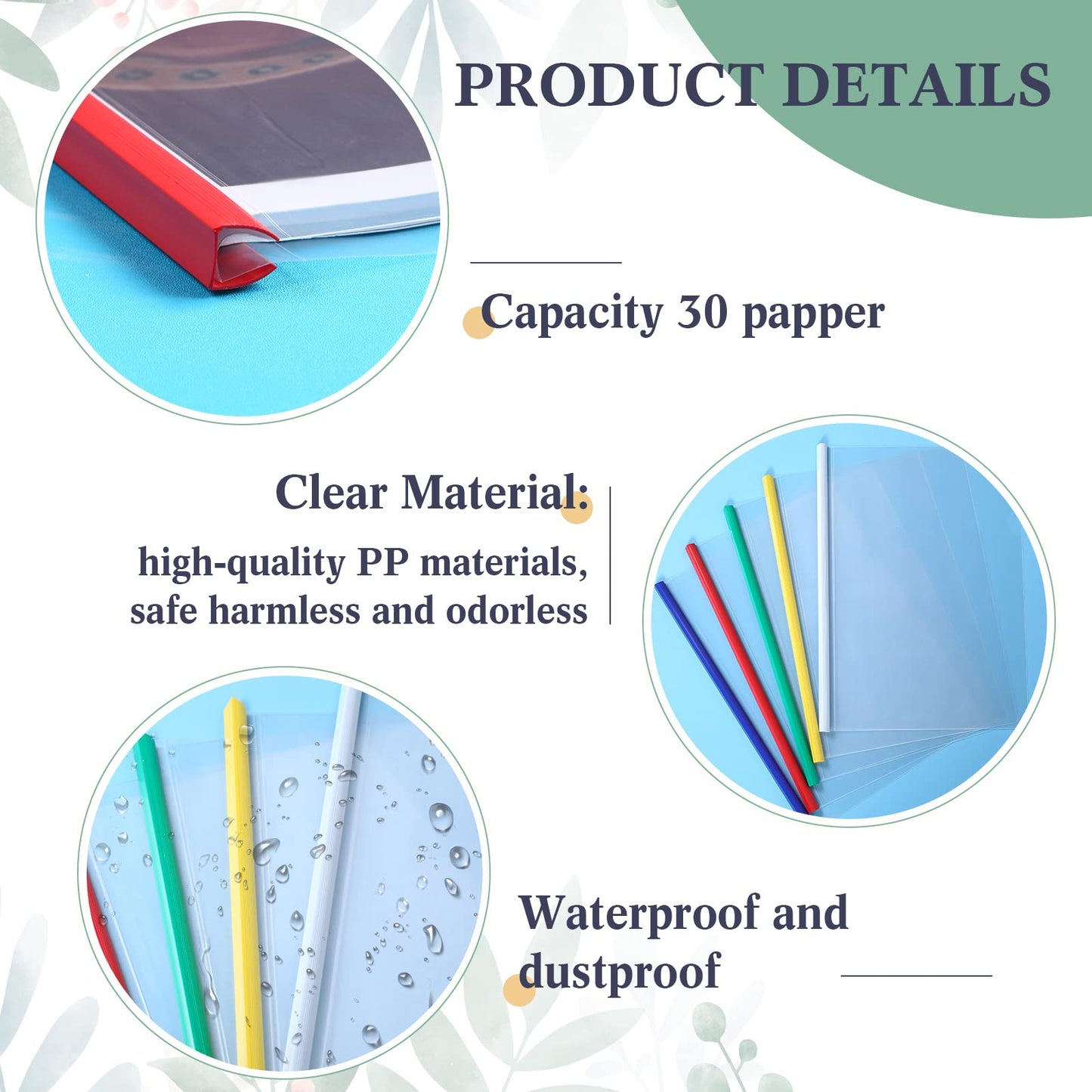 Mimorou 100 Pcs Clear Report Cover with Sliding Bar 50 Sheet Capacity Presentation Binder Transparent Resume Folder Plastic Folder for File Report School Office