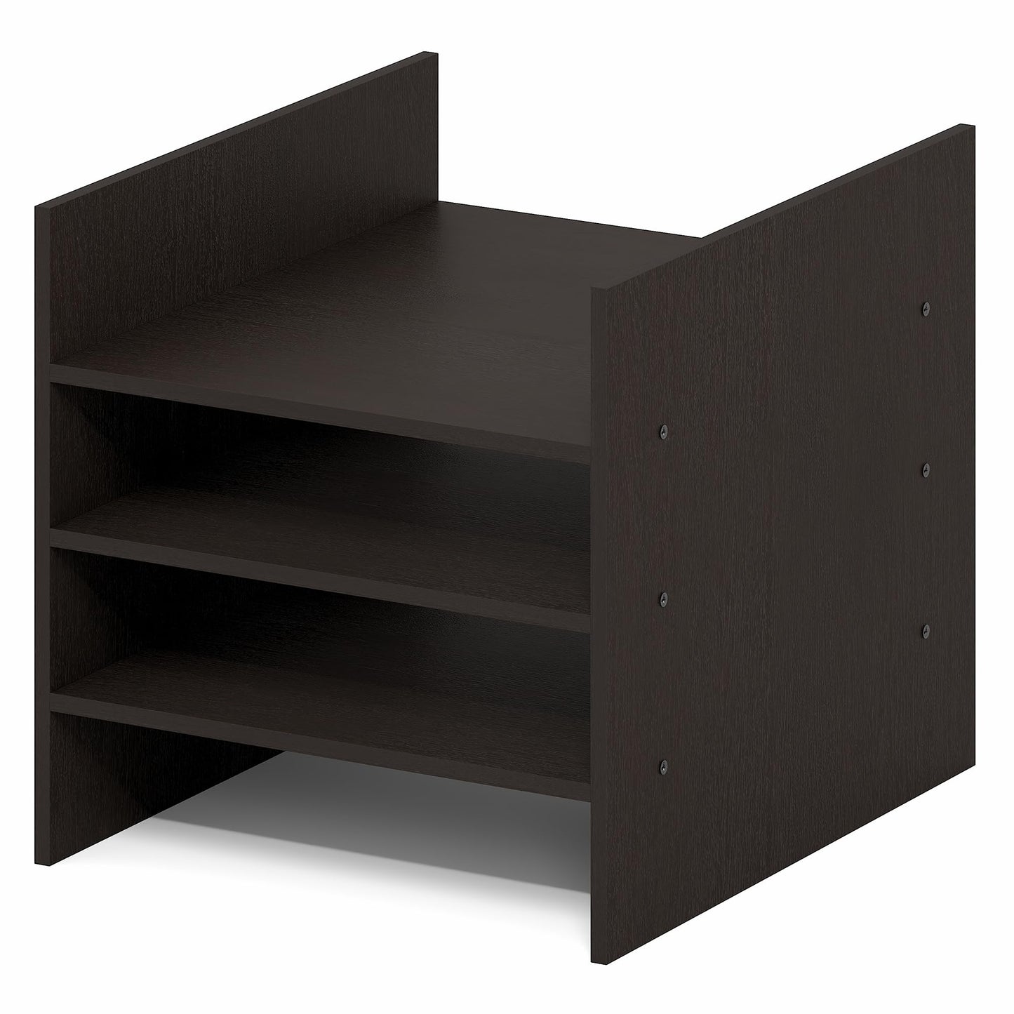 Furinno Cubicle Cube Insert, 3-Shelf Cube Organizer, 3-Tier Shelf Accessory, Fits into Furinno Triple Thick Cubes, IKEA Kallax, for Organizers and Storage, Black Dark Oak