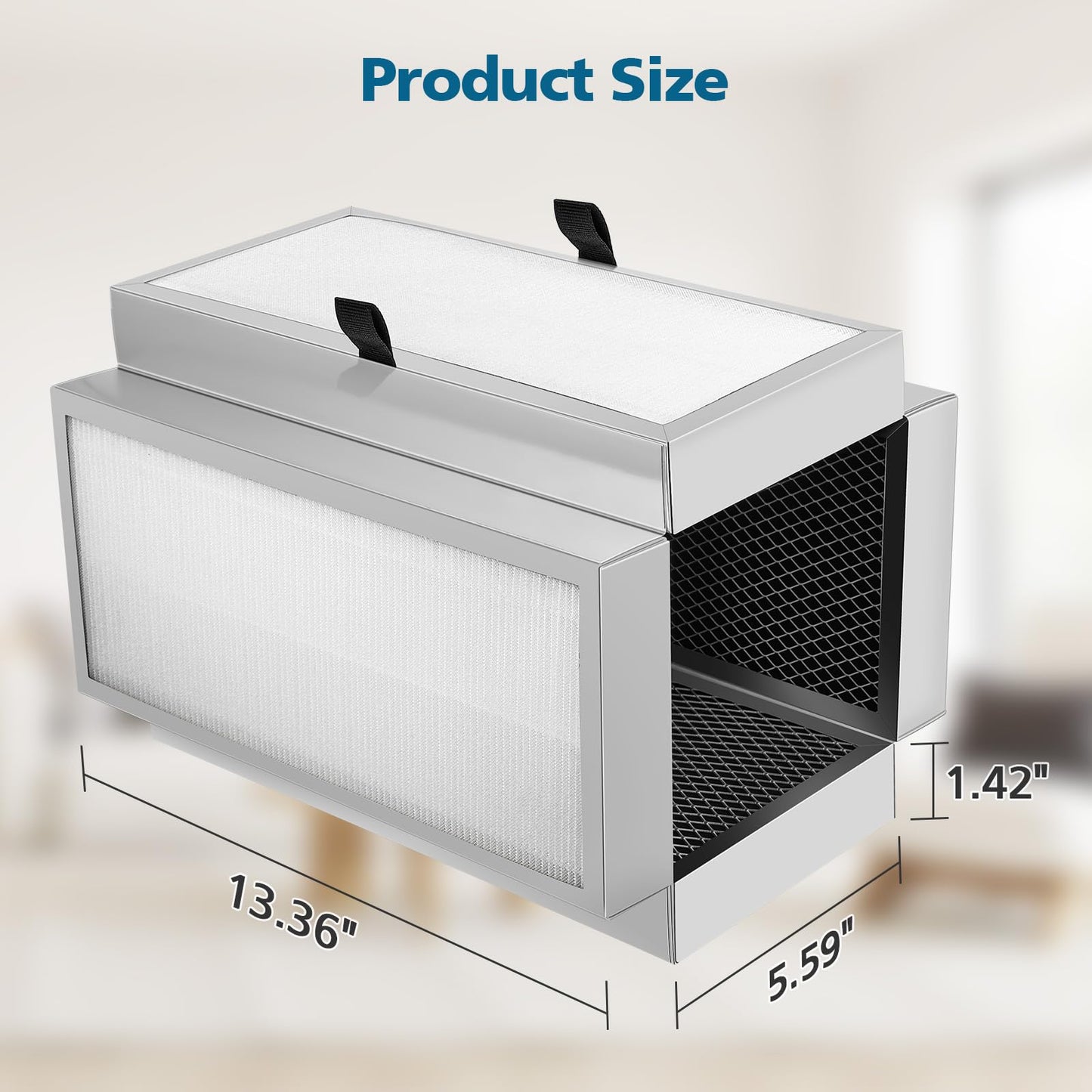 Model 50 Replacement Filter, Compatible with MA Series 50W/50B/50S Air Purifier, 3-in-1 Activated Carbon Filter for Wildfire Smoke, Odors, Pollen, Dust ("50" Means Model not Height) - 1 Pack