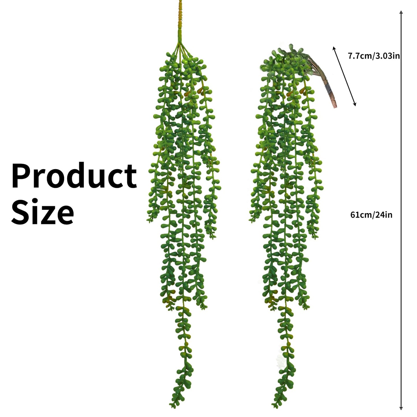 CEWOR 8pcs Artificial Succulents Hanging Greenery Plants Fake String of Pearls for Wall Home Garden Outdoor Decor (24 Inches Each Length)
