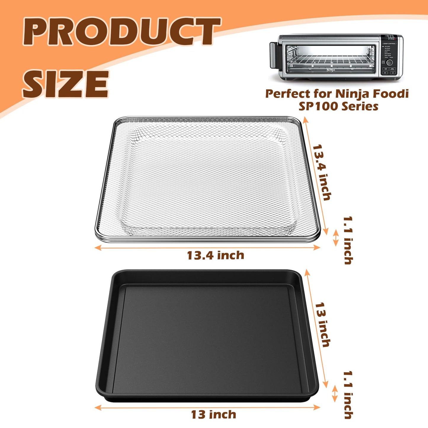 MOASKER Oven Air Fryer Basket and Tray for Ninja Foodi SP101 Air Fryer Oven Accessories, Stainless Steel Basket & Baking Sheet Pan Tray for Ninja Digital Air Fry Countertop Oven SP100 SP101C SP102
