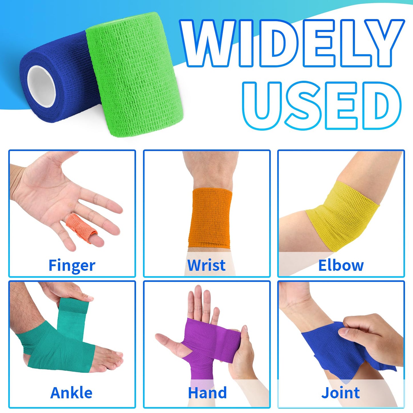 120 Pack Colorful Self Adhesive Bandage Wrap Bulk 2 Inch x 5 Yards Cohesive Bandage,Vet Wrap Breathable Elastic Self-Adherent Tape for Stretch Athletic Sports Wrist Ankle Dogs Pet Vet Wrap