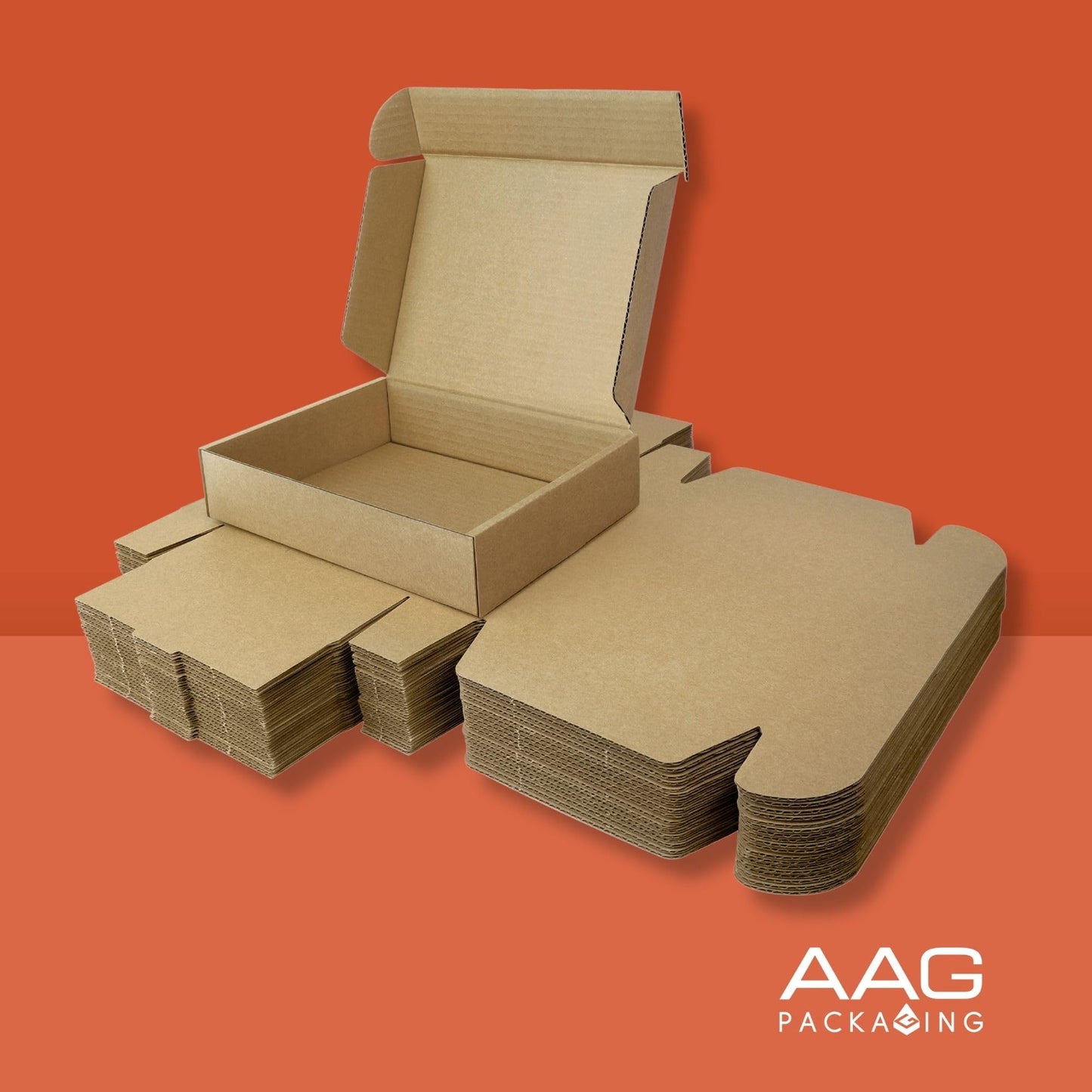 Corrugated Shipping Box Mailers AAG PACKAGING boxes for packaging small business, small mailing boxes, rigid 90° corners, secure slot closure, quick fold assembly (9"x6.5"x2" Brown/Set of 20)