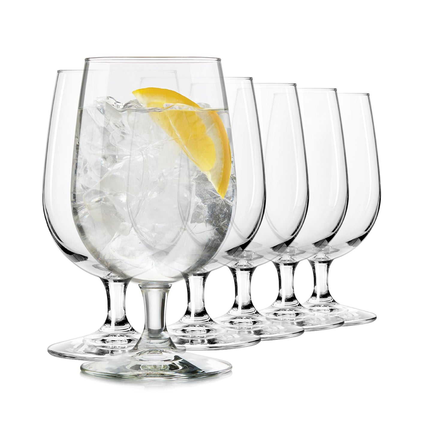 Libbey Entertaining Essentials Stemmed Water Glasses, Clear Multi-Purpose Water Goblet Set of 6, Dishwasher Safe 16 oz Goblet Glasses for Parties