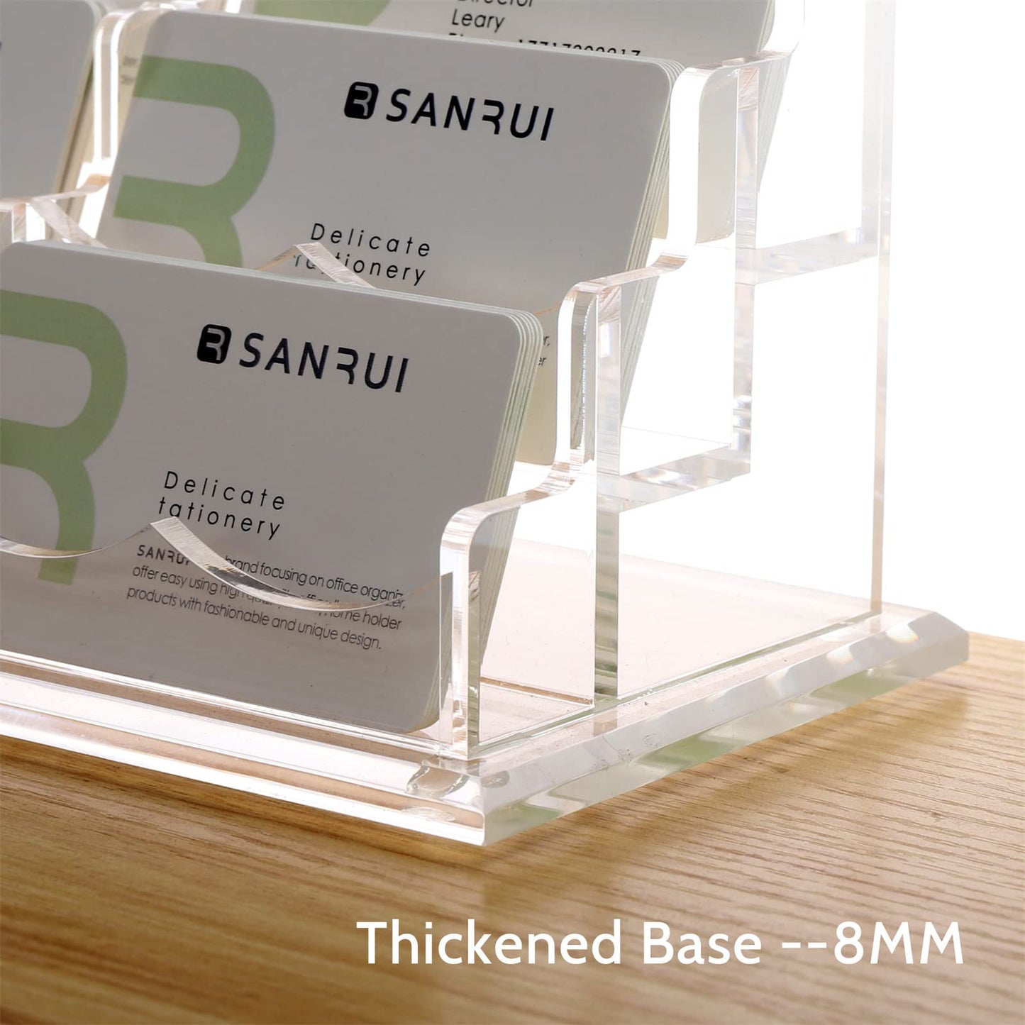 SANRUI Business Card Holder for Desk Clear Acrylic Business Card Holders, Business Card Display Stand 3Tier 9 Slots