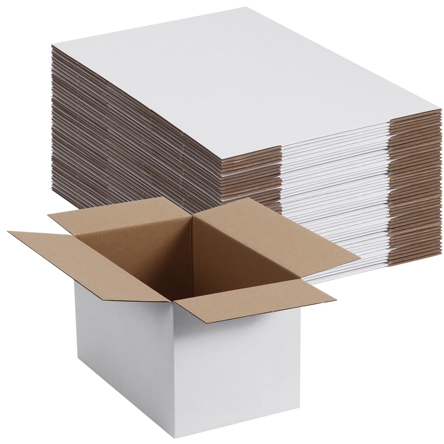 SPEPLA Small Shipping Boxes 8x8x4 Inch set of 40, White Corrugated Cardboard Boxes for Small Business, Mailing, Moving and Storage