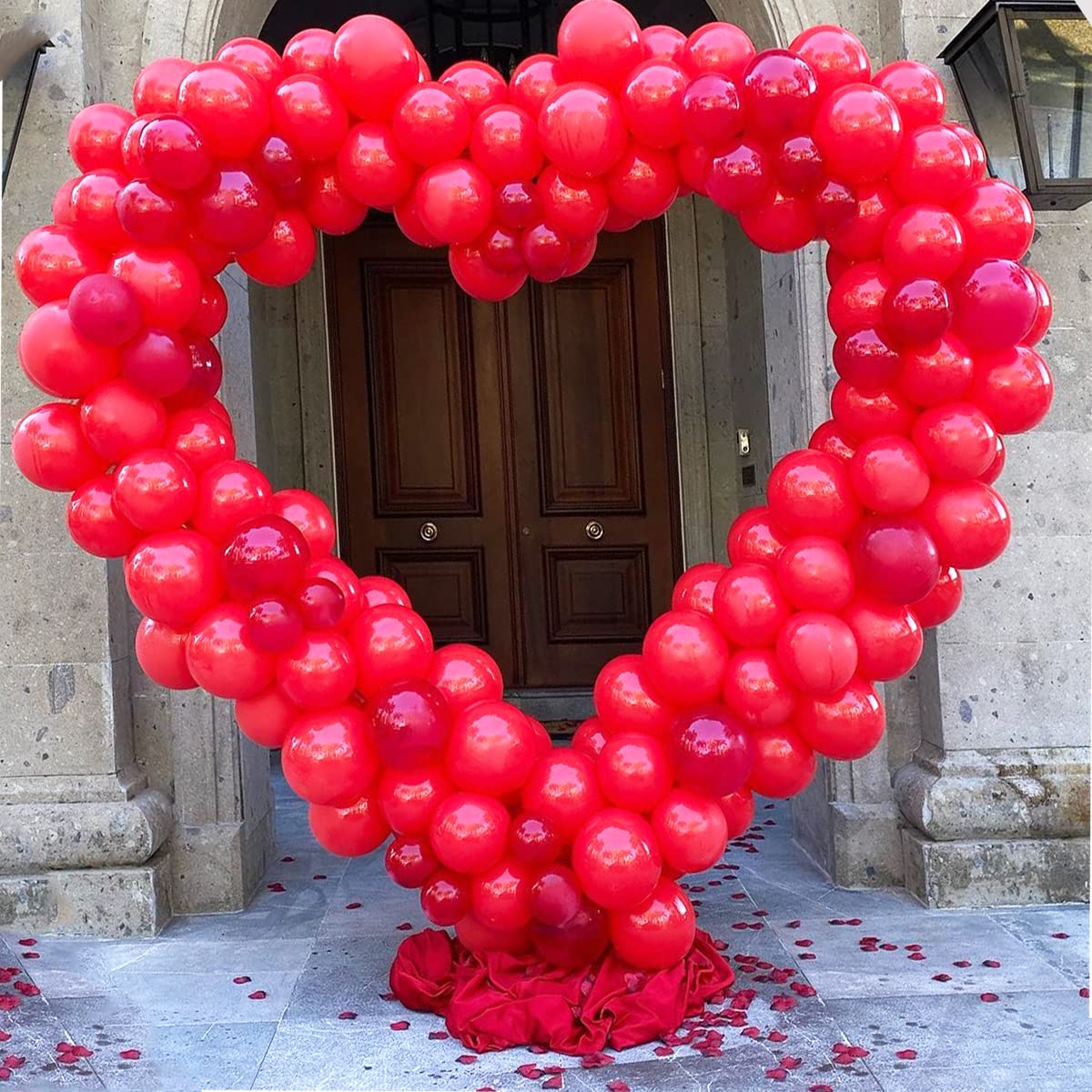 LANGXUN Large Size Metal Balloon Arch Kit, Wedding Heart Arch Stand, Love Balloon Column Arch Frame for Wedding, Bridal, Valentine's Day, Engagement and Birthday Party Supplies (Gold)