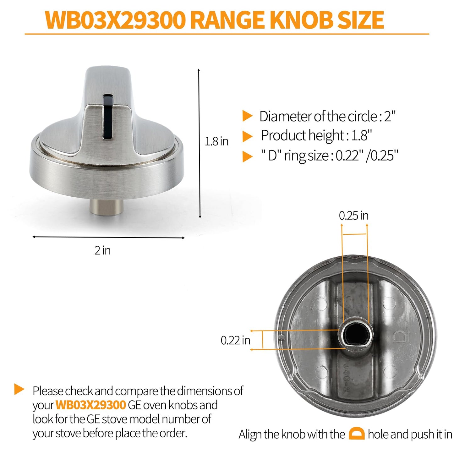 atgestore WB03X29300 Stainless Steel Stove Knobs Replacement for GE Stove Parts Gas Range Knobs JGP3030SLSS JGP3036SL1SS JGP3030SL1SS GE Cooktop Knob Metal Control Surface Burner Knobs 4 Pcs