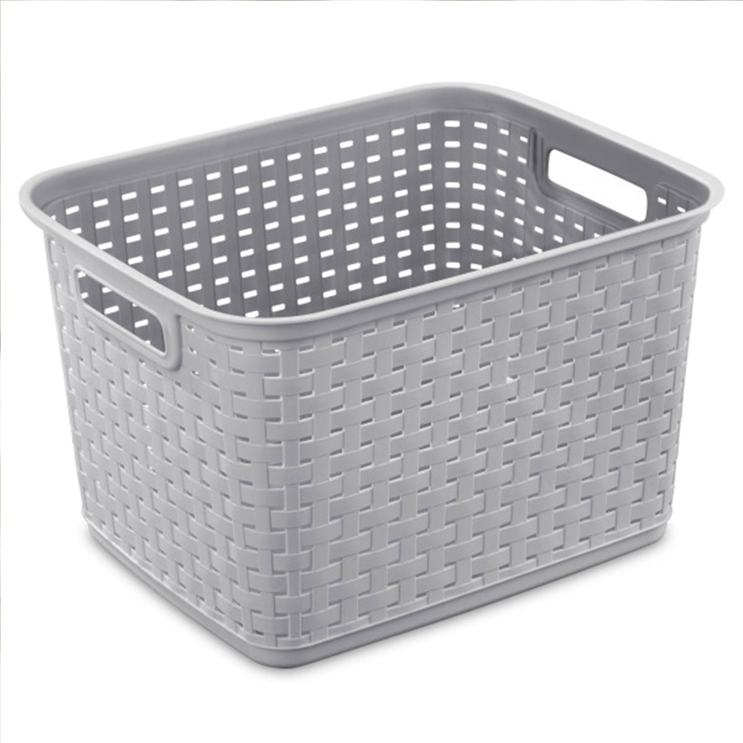 Sterilite 6-Pack Tall Weave Basket, Woven Plastic Storage Baskets for Organization, Cement Gray - Organizing Bin Containers with Handles for Bedroom, Bathroom, Dorm, Laundry Room, and Closet