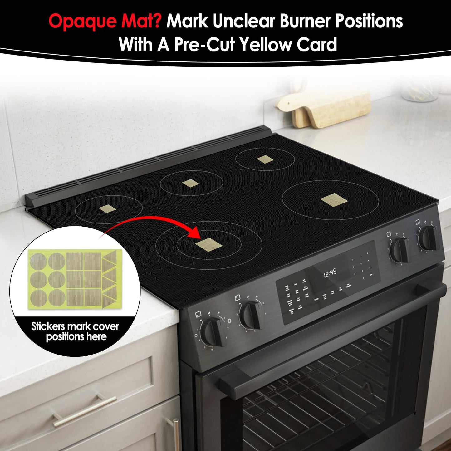 Extra Large Translucent Induction Cooktop Protector Cover Mat (Magnetic) 21.2x35.4 In | 230°C (450℉) Heat-Resistant | Non-slip | Prevents Sliding & Scratches | Semitransparent Black