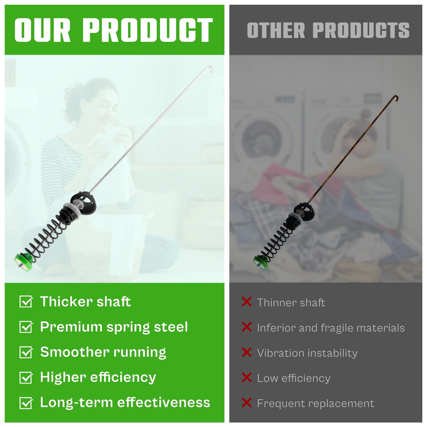 MVWX655DW2 WTW5000DW2 MVWC555DW1 WTW5000DW1 MVWC565FW1 Washer Suspension Rod kit fit for May.tag Whirlpool Washer MVWC565FW1 MVWC565FW2 WTW5000DW3 W10594080 W10748956 W10780040 W11130362 by TOMOON
