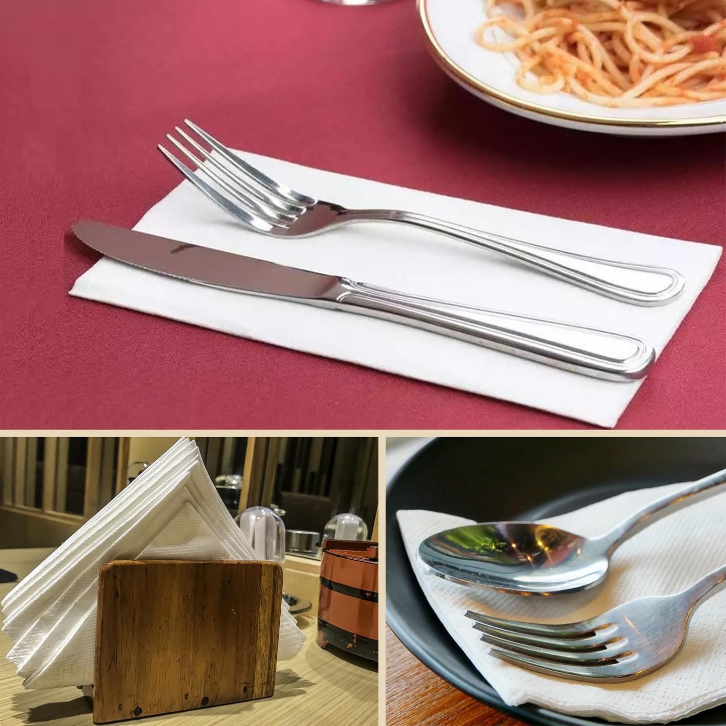 2 Ply Premium Dinner Napkin 1/8 Fold (Package of 600ct) 15" x 17"