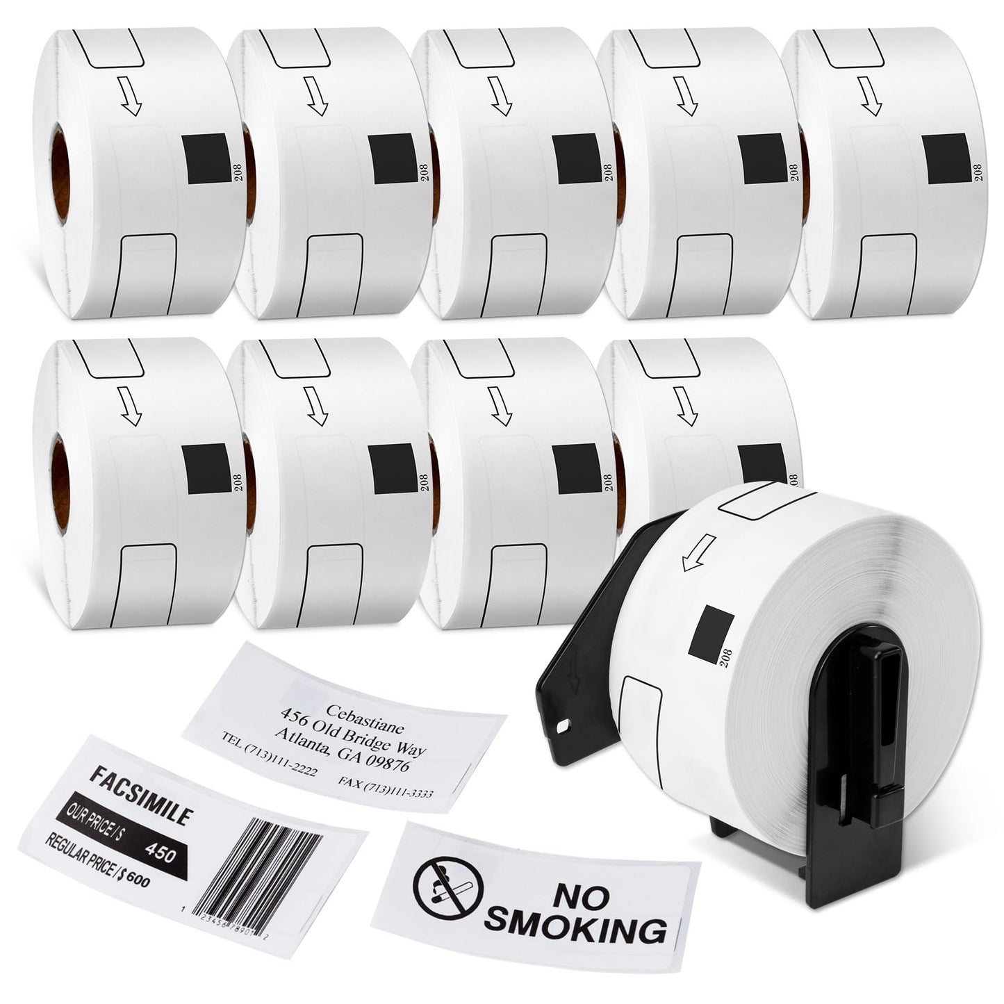 Replace for Brother DK-1208 Die-Cut Large Address Paper Labels, 1.4 in x 3.5 in, 400 per Roll/ 4000 Labels for QL-800 ql-820nwb Printer, 10 Rolls + 1 Frame