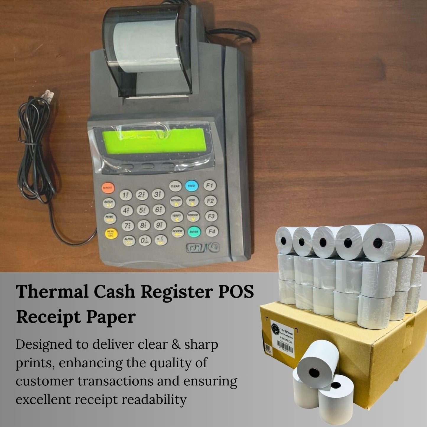 BAM POS 2 1/4" x 165' Thermal Cash Register POS Receipt Paper - Low Dust Thermal - Bright White Paper - Compatible with CE T100, PCR T465 and Many More - 50 Rolls Per Case