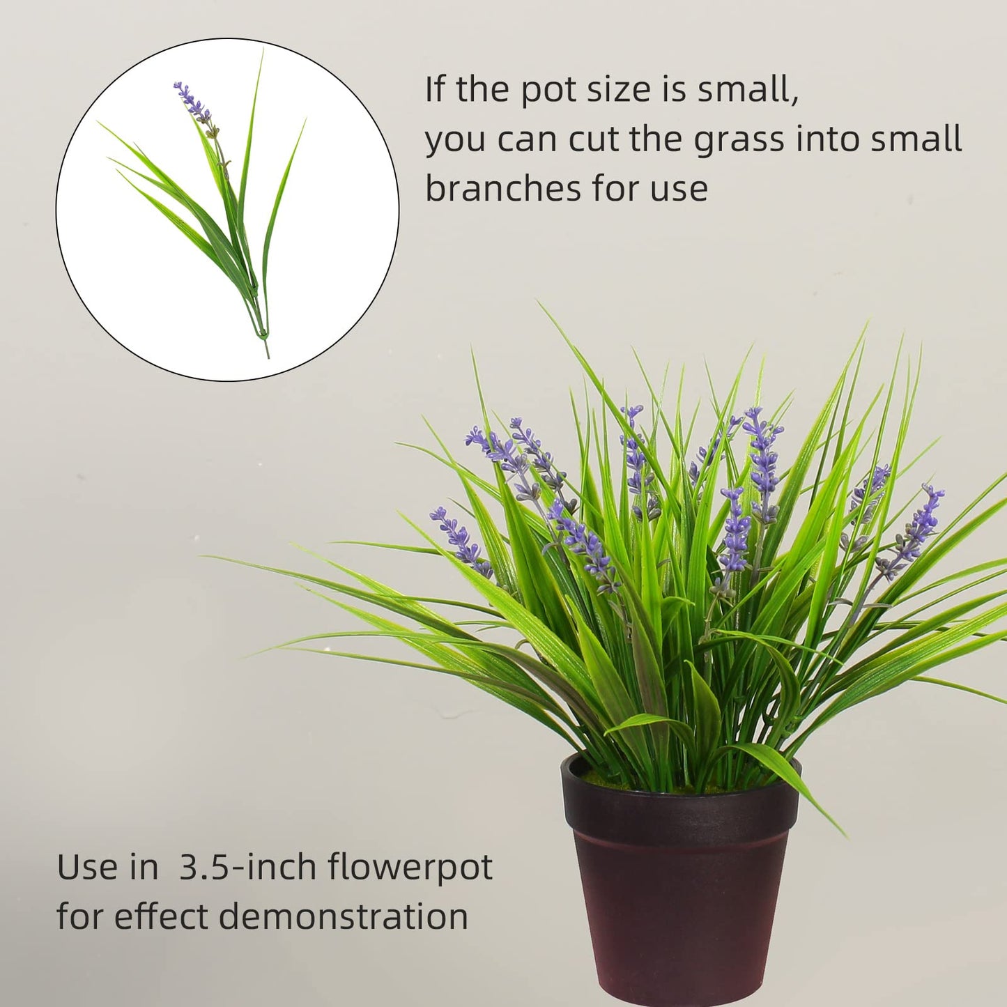 alyptus Artificial Plants Outdoor Fake Monkey Grass with Flowers for Pot UV Resistant Plant Decor for Window Garden Patio Hanging Planter Pathway Front Porch (Grass with Flowers)
