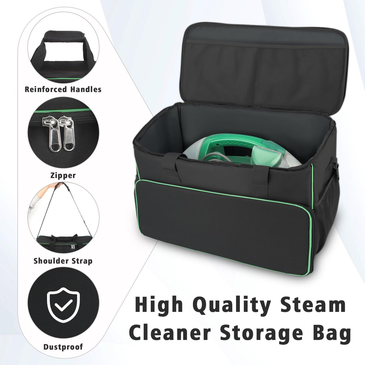 Carry Bag for Bissell Little Green Machine 1400B, Large Storage Bag Carrying Case for Bissell Carpet Cleaner, Car Vacuum Attachments Cleaning Tools Organizer, Cleaner Solution Pocke, Black(Bag Only)