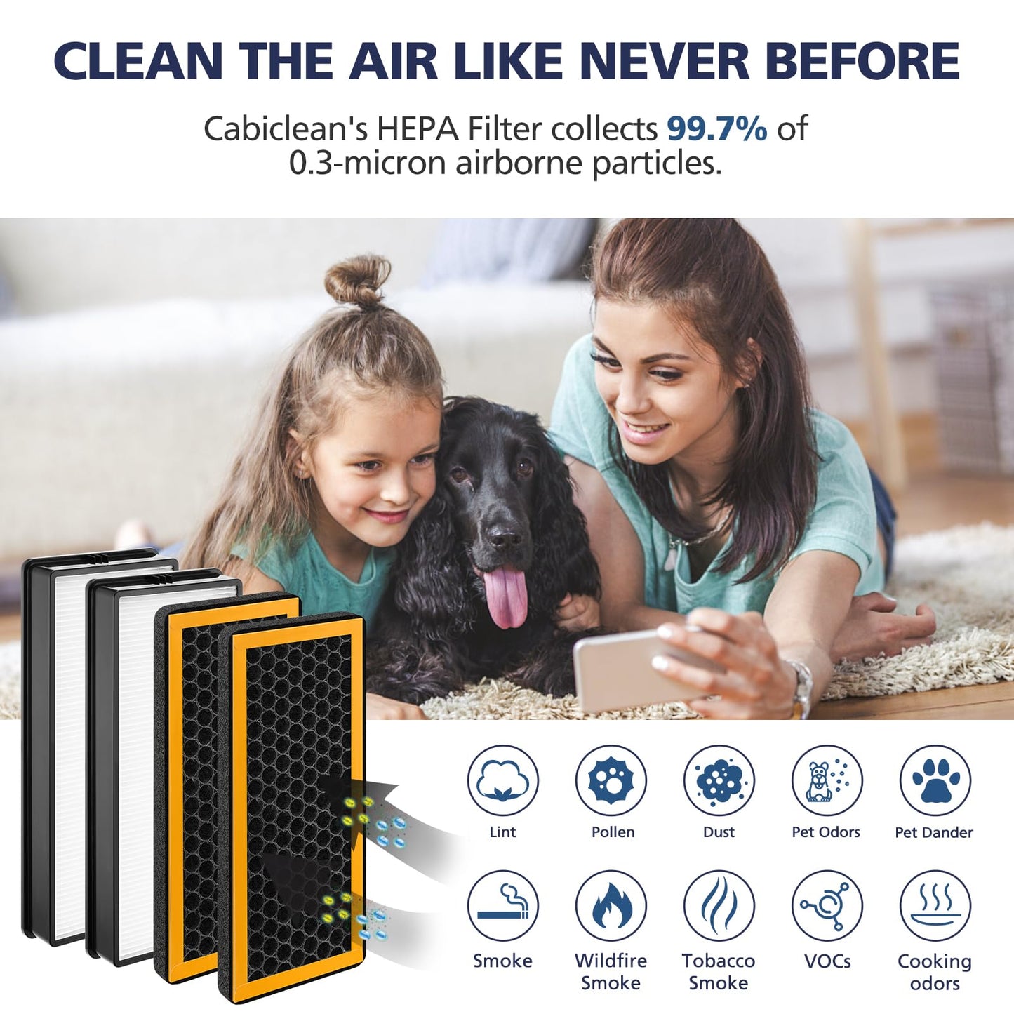 4 Pack Replacement Filters Compatible with HoMedics PetPlus at-PETODR Filter and TotalClean at-OFL Filter for AT-PET01, AT-PET02,and AR-45