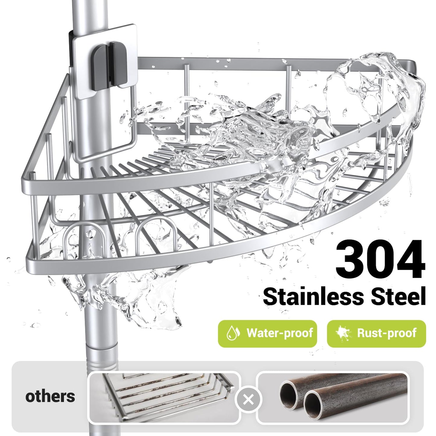 Aitatty Standing Shower Caddy Corner: 4-tier Rustproof Shower Organizer Shelf - Floor Shower Corner Shelf Rack Stand for Bathroom Chrome