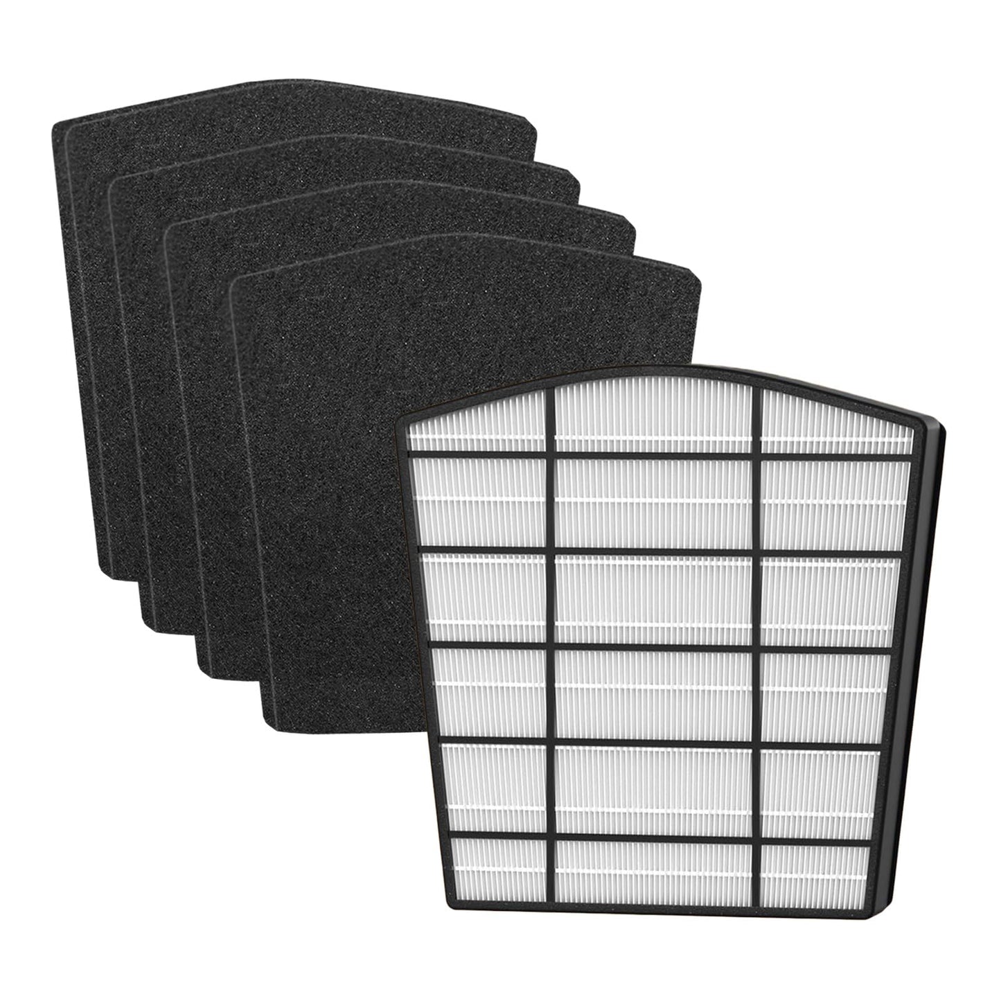 Maostair 1 Pack HP800 True HEPA Replacement Filter，Compatible with HP800 Air Purifier Part Number H-HF800-VP H-PF800,1 Pack HEPA Filter + 4 Pack Carbon Filter