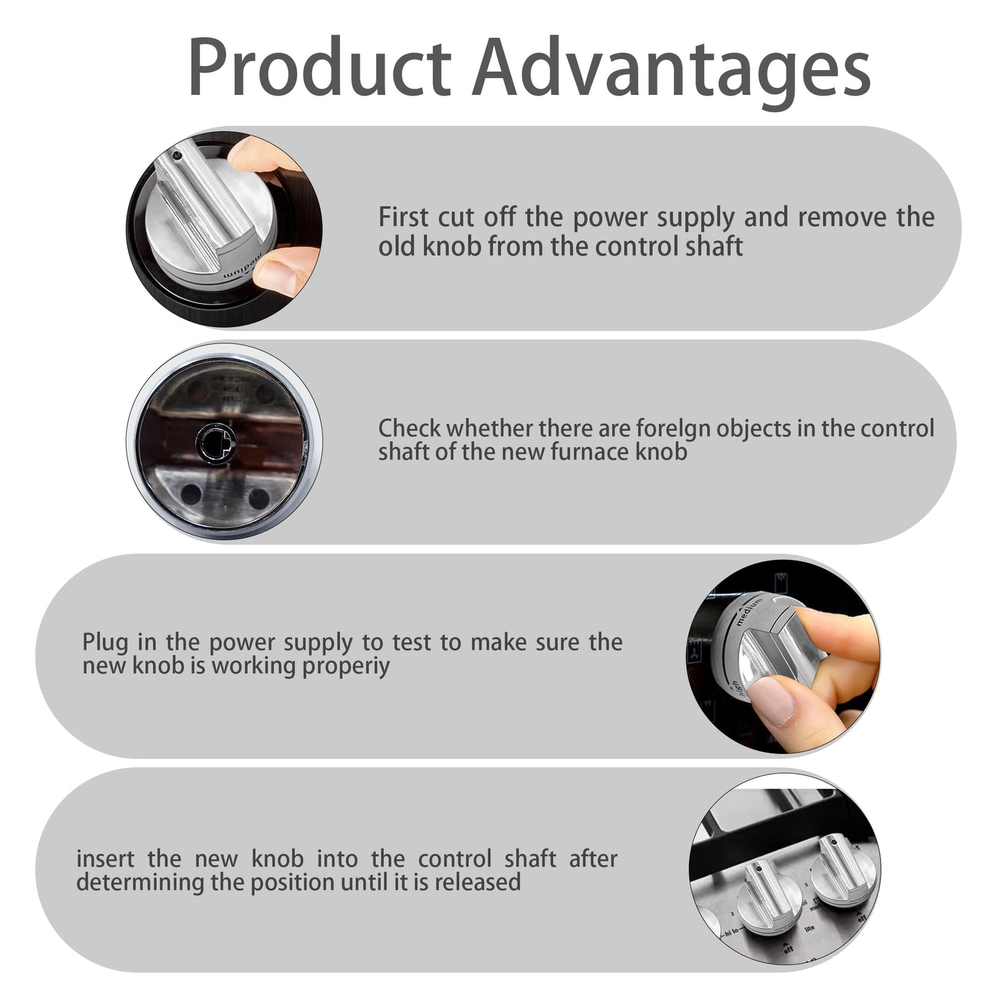 runfider 5PCS W11101439 Maytag Gas Range Knobs, Upgraded Ultra Heat Resistant ABS Plastic Burner Control Knobs, Compatible with MGR6600FZ0, MGR6600FB0, MGR6600FW0, MGR7700LZ1 and More