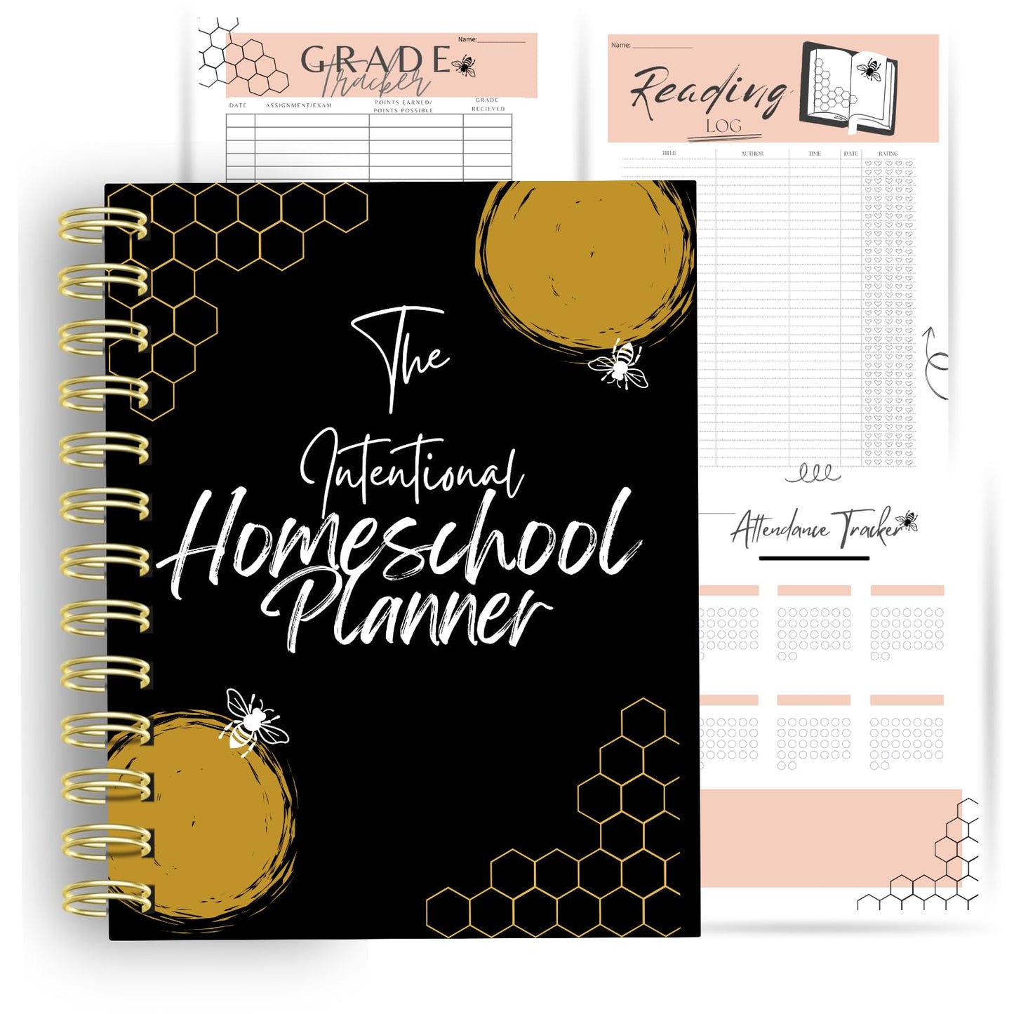 The Intentional Homeschool Planner: 8.5 X 11in | Gold Spiral Bound | Undated, 12 Calendar Pages | Multiple Versatile Trackers | Daily Reflection Layout | Homeschool Record Keeping.