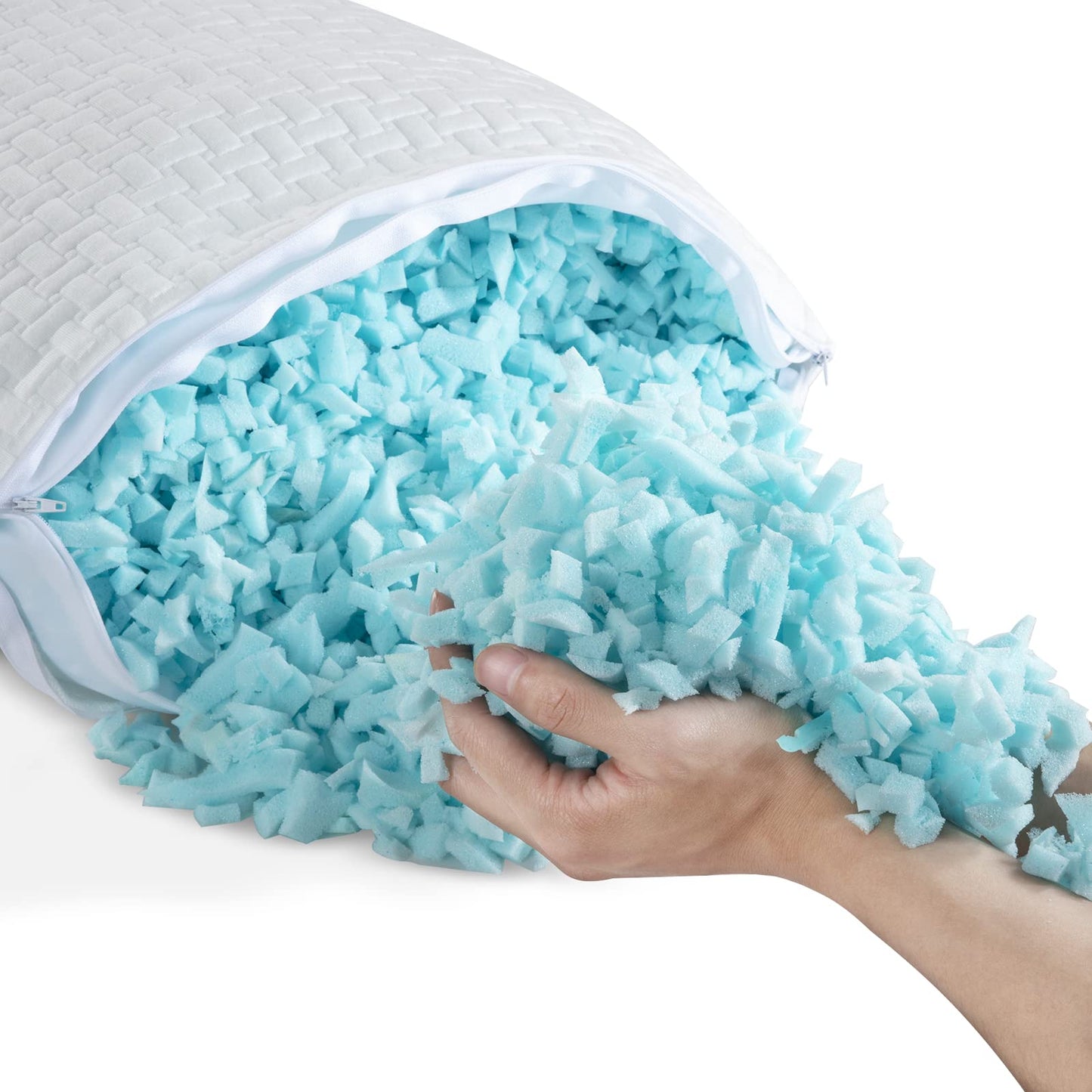 HOMBYS 2 Pcs Extra Firm Bed Pillows for Sleeping, Shredded Memory Foam Pillows King Size, for Side, Back, Stomach Sleepers, 40% Viscose Derived from Bamboo Cooling Cover