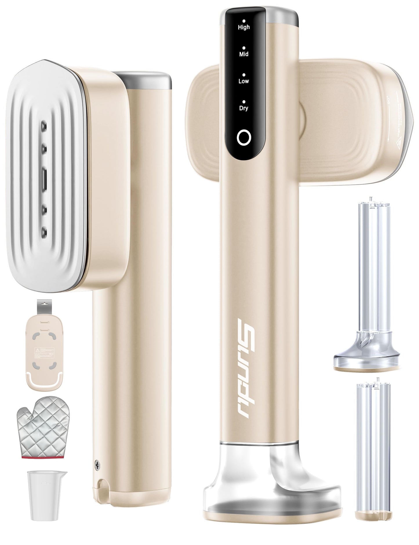 Sundu Travel Steamer for Clothes, Portable Handheld Garment Steamer, 15s Fast Heat-up, 2 Water Tanks (180 ml +100 ml), 25 Minutes of Continuous Ironing for Travel,Home Pale Gold