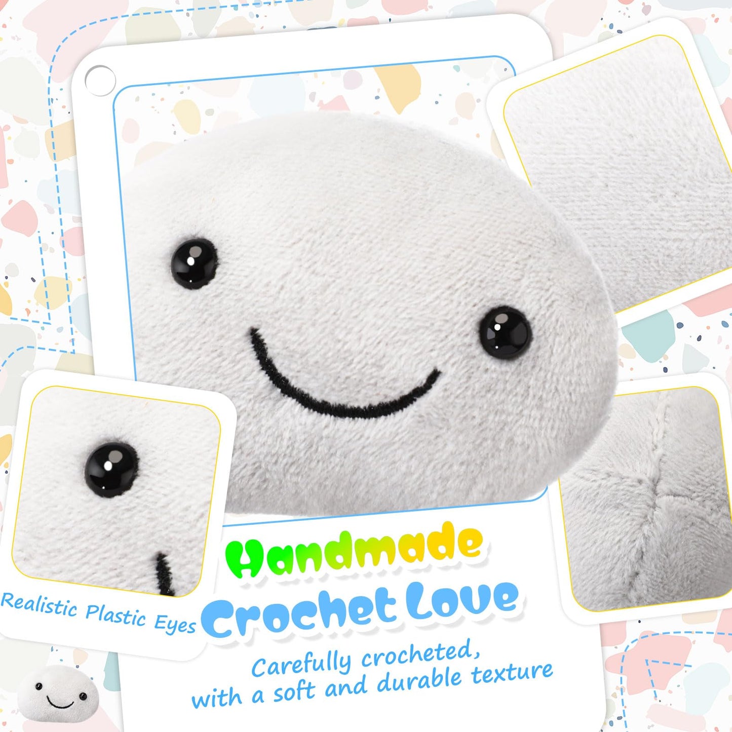 Weysat 36 Sets Employee Appreciation Gifts Bulk Pocket Hugs You Rock Gifts Soft Mini Smile with Inspirational Cards Positive Thank You Gift for Employee Office Coworker Students Teachers (Stone)