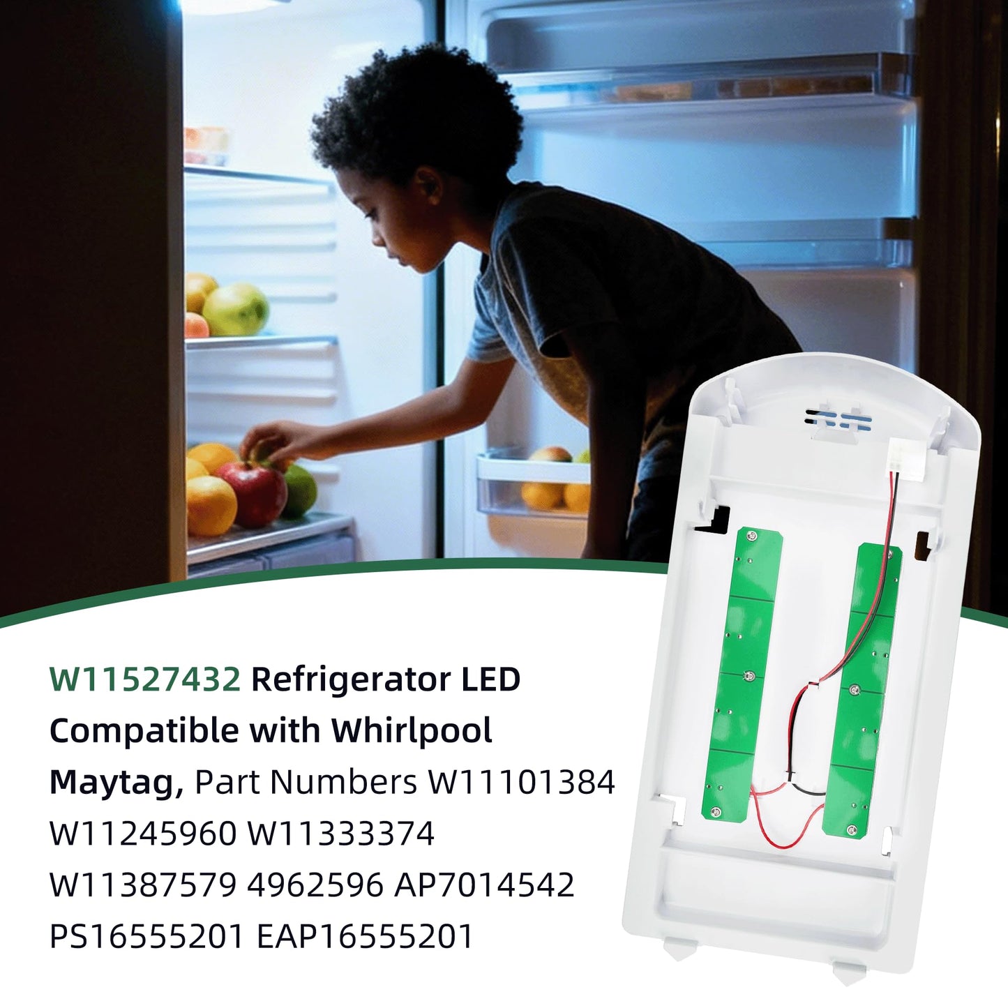W11527432 W11387579 Refrigerator LED Light Replacement for Whirlpool Fridge Light Maytag Amana Module W11042554 W11333374 WRX735SDHZ02 WRX735SDHZ03 WRF555SDFZ11 WRX735SDHZ07 WRF555SDFZ15 WRF555SDFZ09