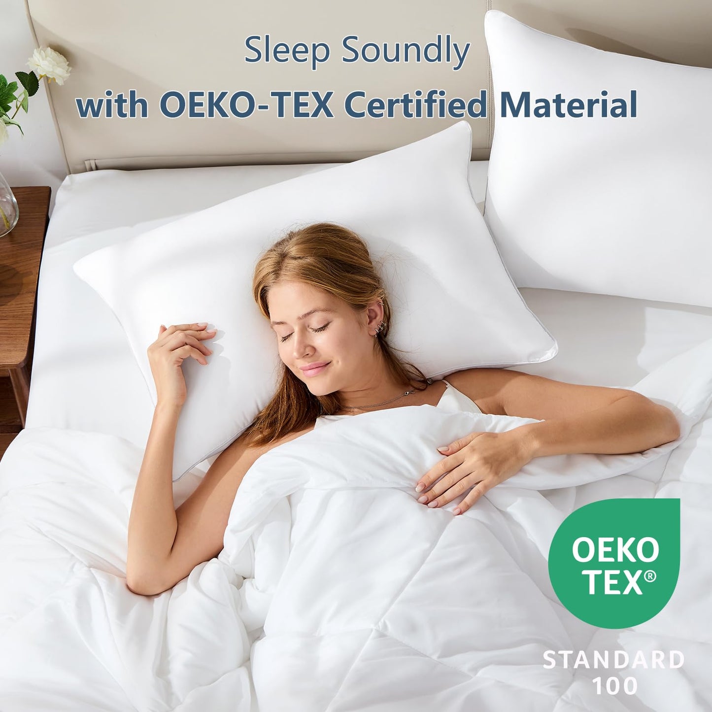 CozyLux Soft Supportive Bed Pillows for Side and Back Sleepers, Oeko-Tex Certified Down Alternative Filling, Hotel Quality Fluffy Sleeping Pillow, White, Standard - 18" x 26", 4 Pack