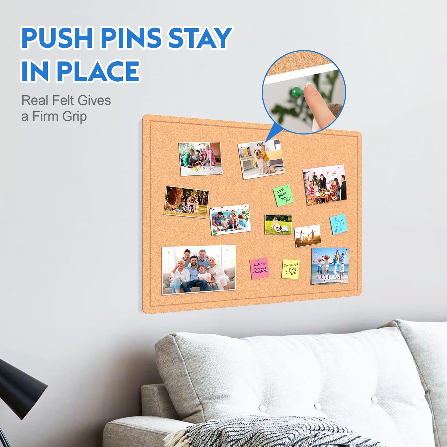 Samstar Large Bulletin Board - 48 x 36 Inches, Decorative Felt Pin Board for Wall - 4' x 3' Cork Board Alternative for Wall, Vision Board Photo Display Board Includes 30 Push Pins - Ginger Yellow
