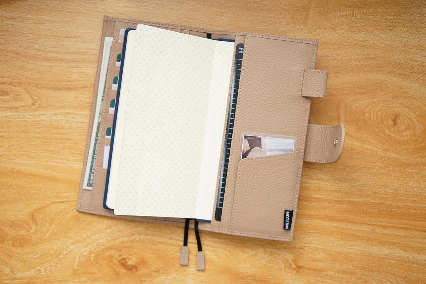 Moterm Leather Cover for Hobonichi Weeks - Fits Hobonichi Weeks/Weeks Mega, with Back Pocket (Pebbled-Taupe)