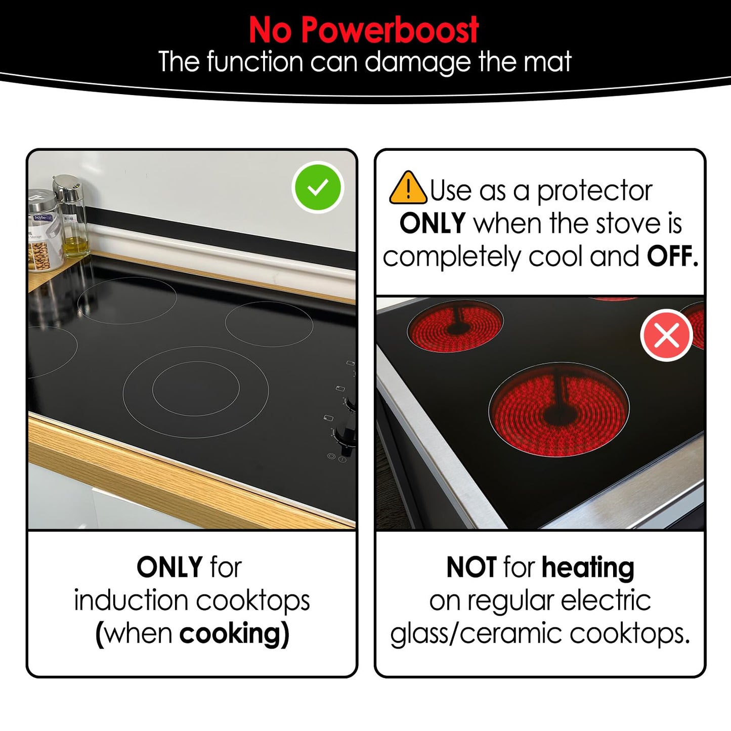 Extra Large Translucent Induction Cooktop Protector Cover Mat (Magnetic) 21.2x35.4 In | 230°C (450℉) Heat-Resistant | Non-slip | Prevents Sliding & Scratches | Semitransparent Black