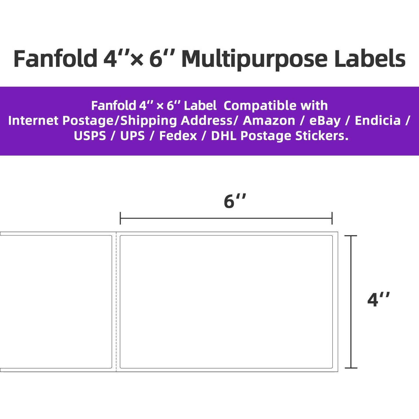 AveneMark 4 Stacks 2000 Labels 4" x 6" Fanfold Direct Thermal Labels, Postage Shipping Labels Paper with Perforated, Strong Adhesive Label for Zebra, Rollo, MUNBYN Thermal Printer,500 Labels per Stack