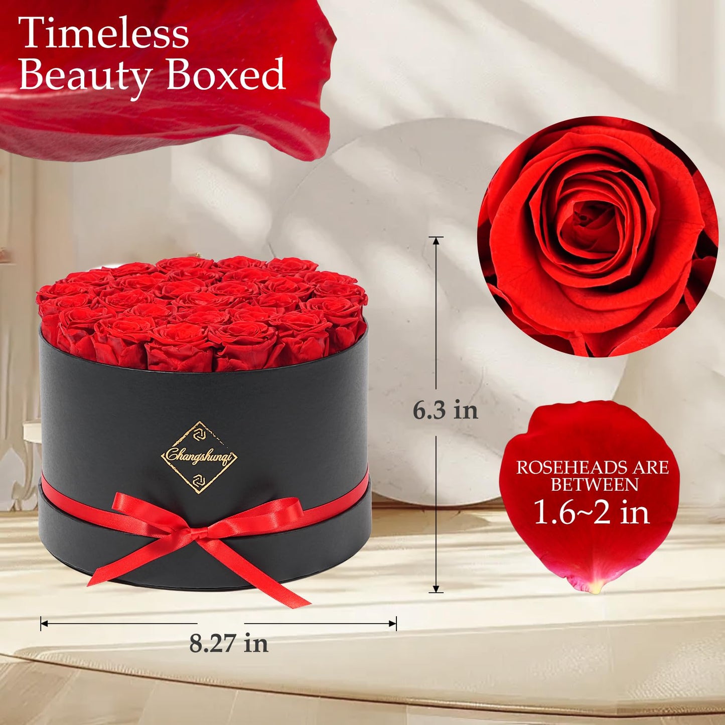 Changshunqi Forever Flowers Preserved Roses, 27 Roses Preserved Flowers in Box for Delivery Women Birthday Gifts Eternal Rose Flowers Gifts for Mom Grandma Her Wife Anniversary Mother's Day Girlfriend