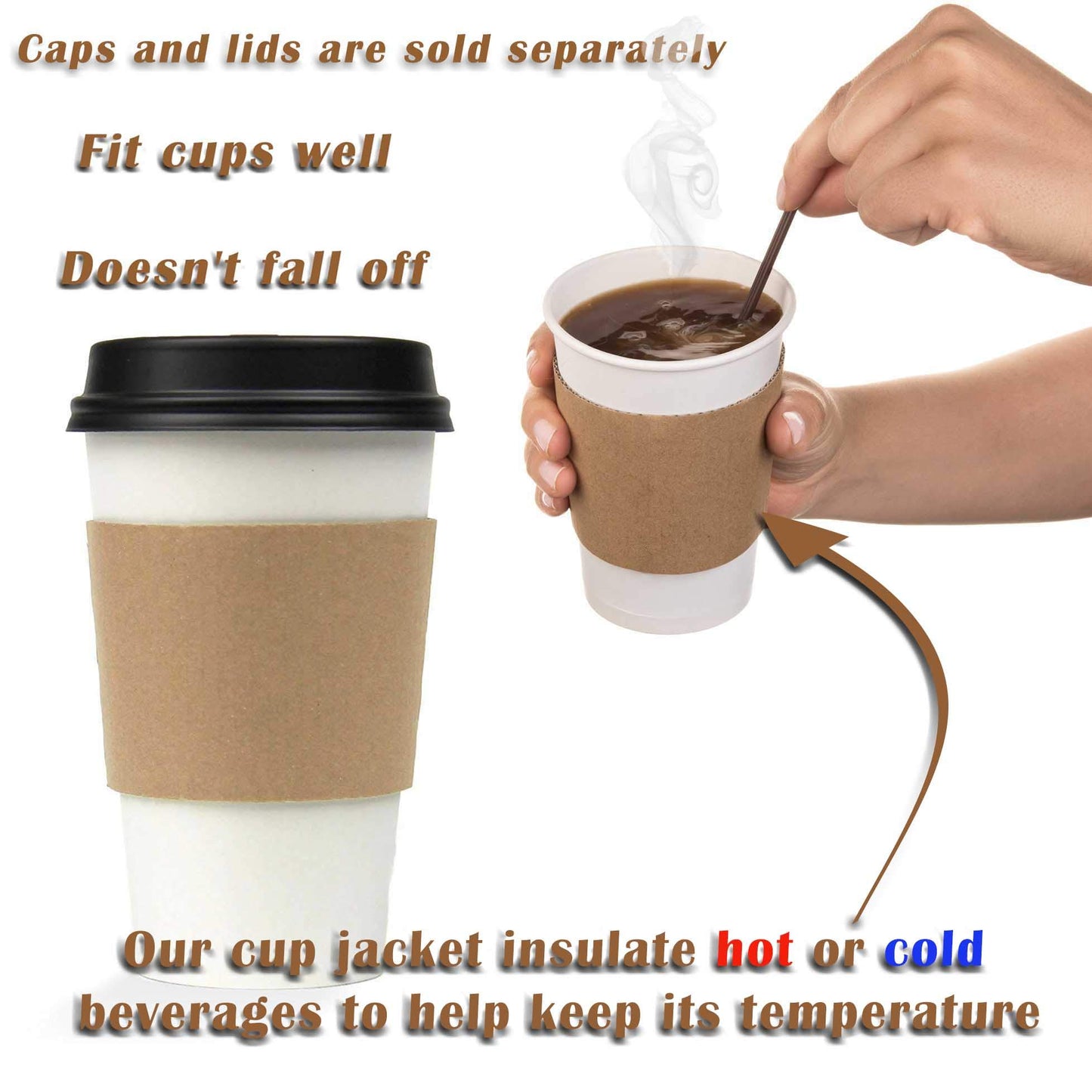 FMP Brands 1000 Pack Kraft Coffee Cup Sleeves, 8 oz, Disposable Hot & Cold Drink Insulators
