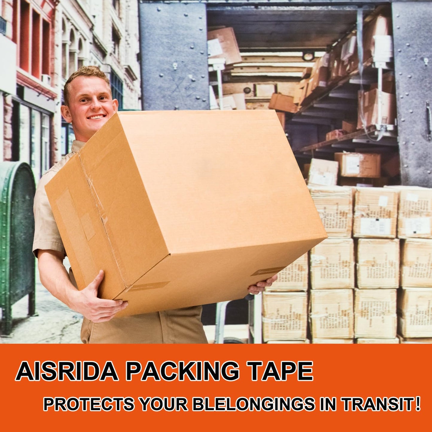 Aisrida Packing Tape (36 Rolls),2.7mil,Packaging Tape Heavy Duty for Shipping Moving Sealing,1.88 Inch x 60 yd Per Roll,Total 2160 Yards