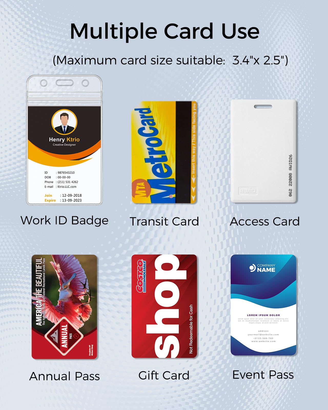 KTRIO 200 Pack Clear Vertical ID Badge Holder with Resealable Zip, Waterproof Card Holder for ID Cards, RFID Cards, Proximity Cards and Credit Cards