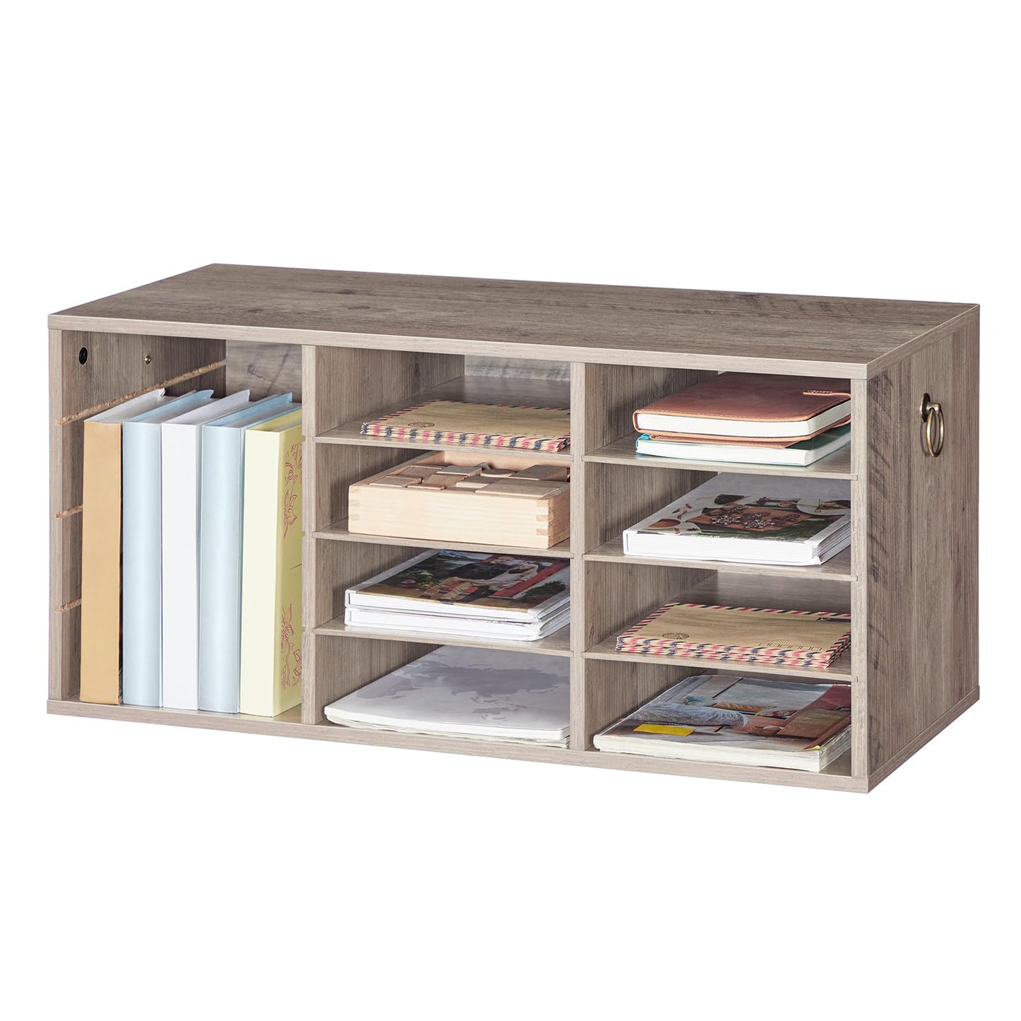 HOOBRO Countertop Mail Sorter Organizer, Wooden Literature Organizer, Student Mailbox for Classroom, Desktop Bill Organizer for Office Home School, 12 Compartments, Greige BG43WF01