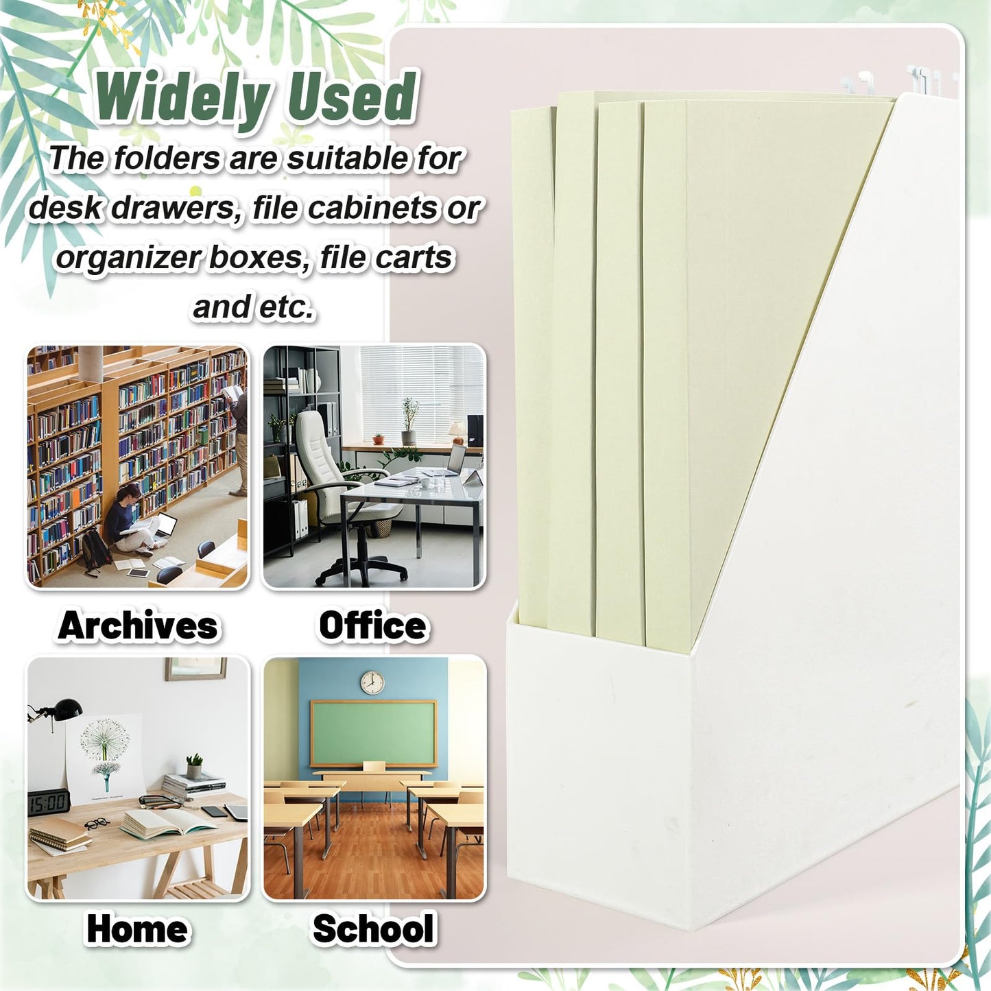 Whaline 36 Pack Sage Green Hanging File Folders Letter Size Solid Green File Pockets with Tab for Home Office Classroom Supplies, 9.2 x 12.8 Inch