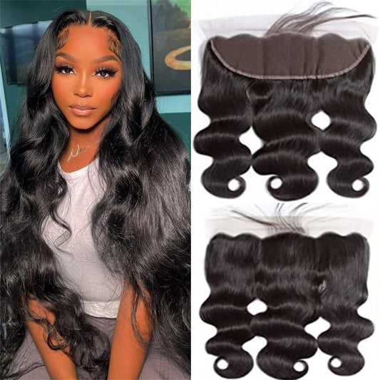 13x4 Body Wave HD Lace Frontal Human Hair 18 Inch Body Wave Ear to Ear Transparent Lace Frontal Only 100% Unprocessed Brazilian Virgin Human Hair Closure Pre Plucked with Baby Hair