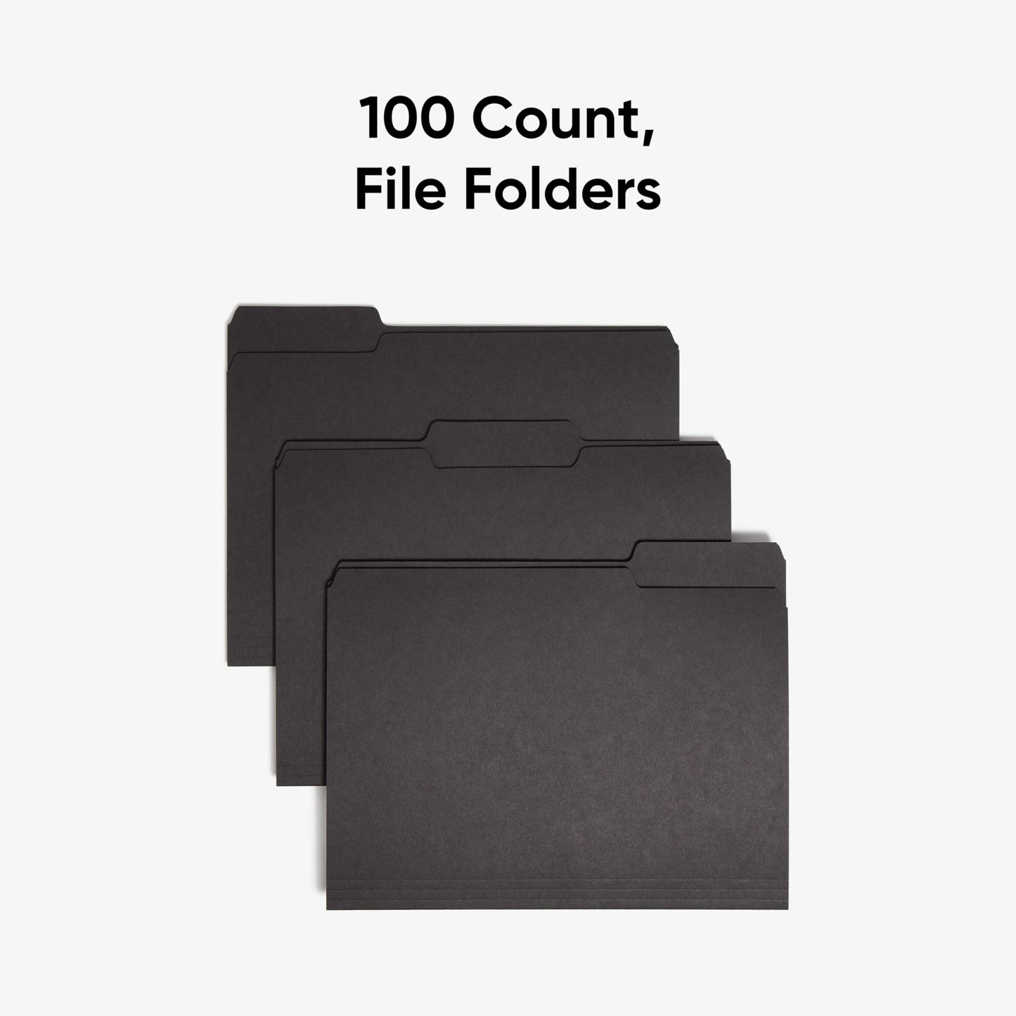 Smead Interior File Folder, 1/3-Cut Tab, Letter Size, Black, 100 per Box, Expandable File Folders for Filing Cabinet