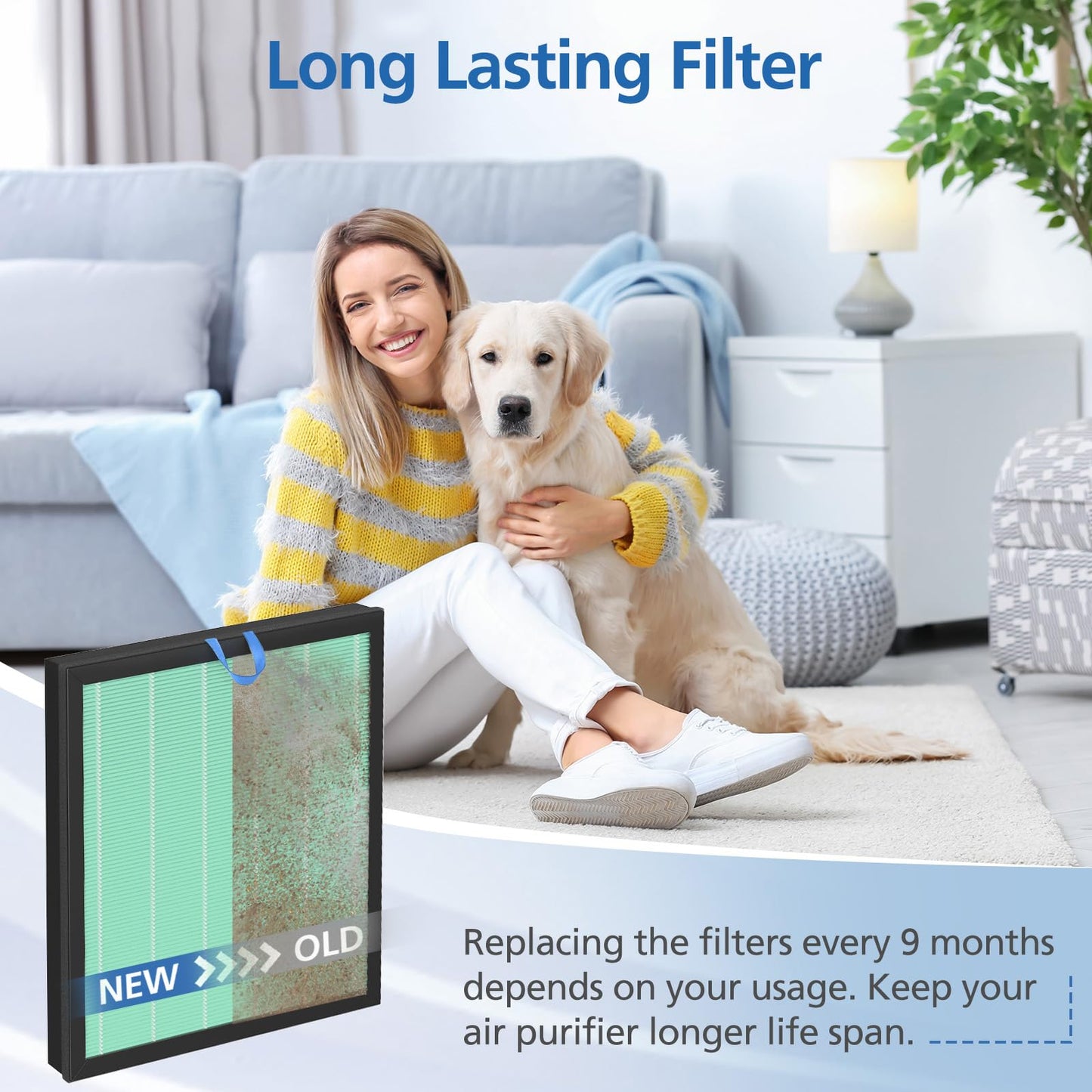 2 Pack Vital 100S Toxin Absorber Replacement Filter for LEVOIT Vital 100S Air Purifier, 3-in-1 Vital 100S Hepa Filter with Activated Carbon Filter, Replace Part #Vital 100S-RF-TX, LRF-V102-YUS, Green