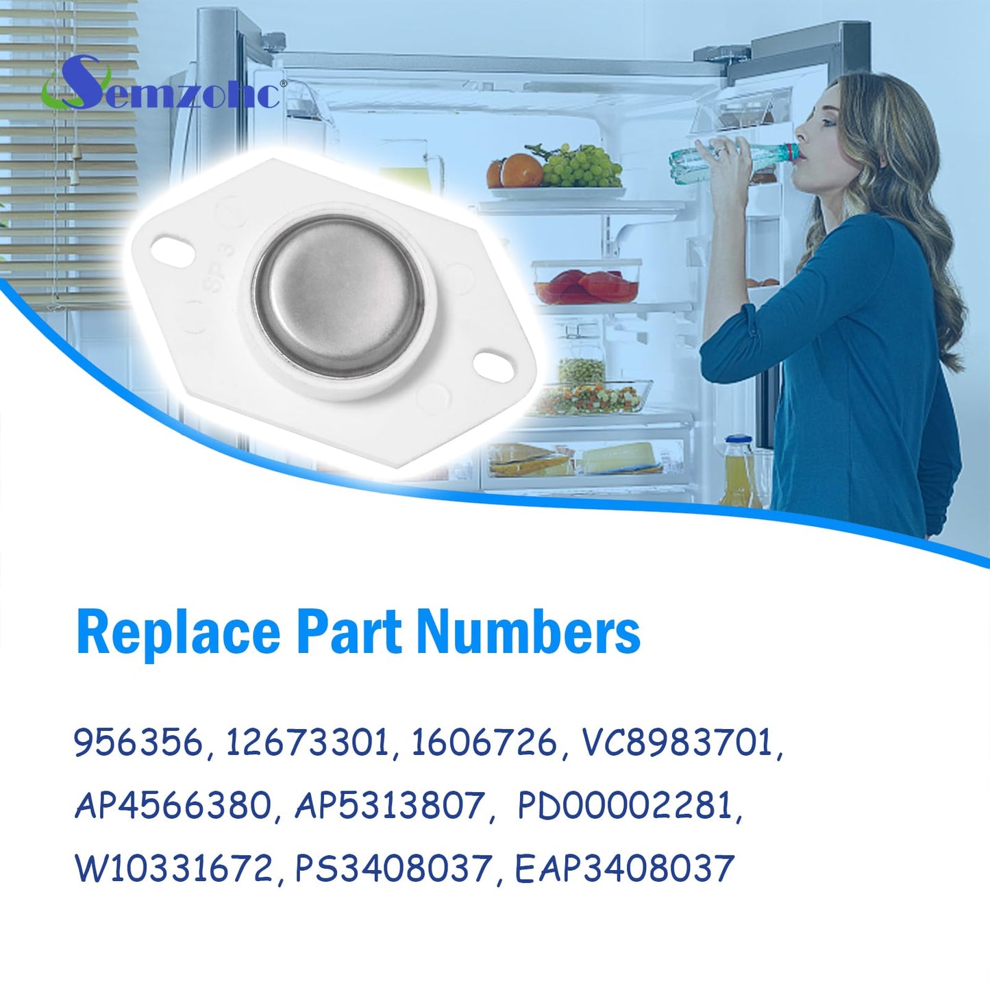 C8983701 Refrigerator Thermistor Sensor Compatible with Viking Refrigerator 36511-P1121603W, 36511W-P1121603WW 36518L-P1121604WL 36518-P1121604W 36521-P1121601W - Replaces AP5313807, 956356