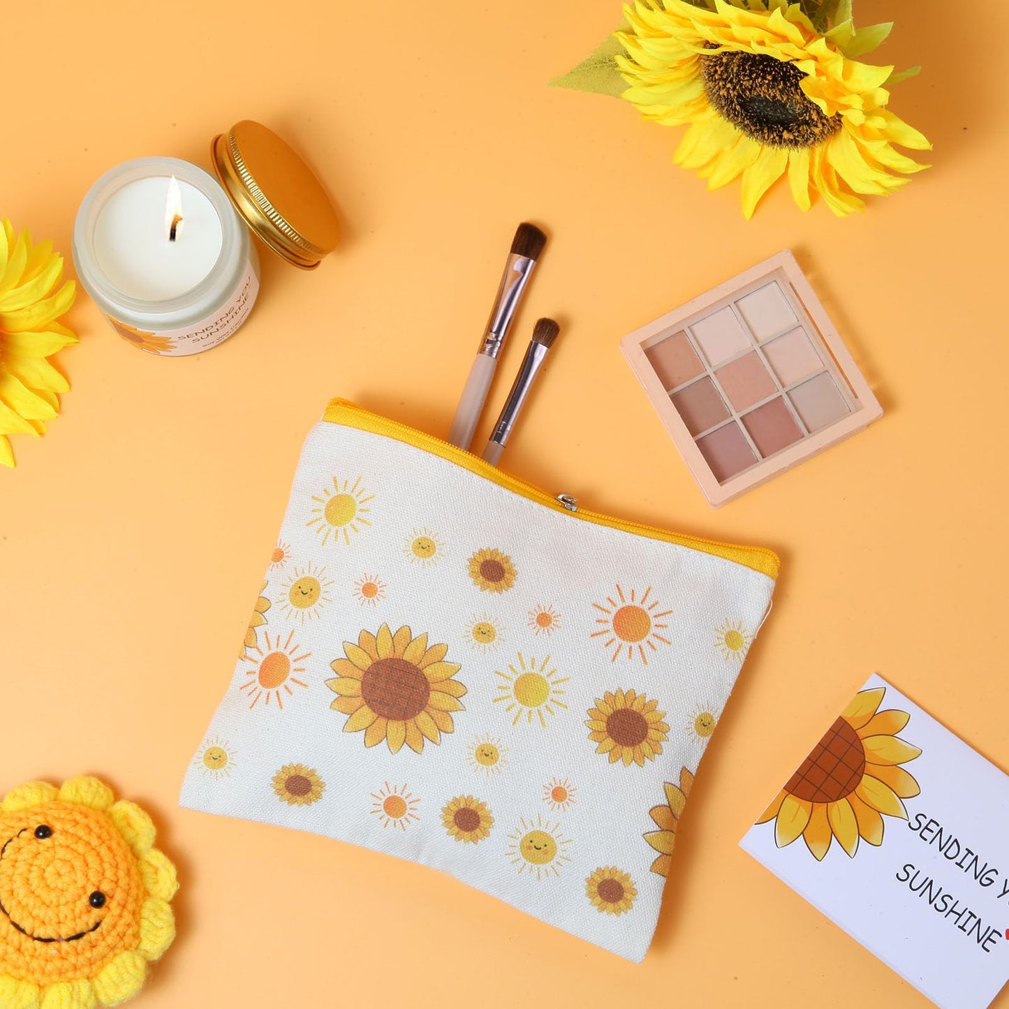 Sunflower Gifts Baskets for Women-7 Pcs Unique Birthday Gift for Sister, Fun Get Well Basket after Surgery for Female, Self Care Package for Teen girl, Cheer Up Set, Feel Better Sunshine Box