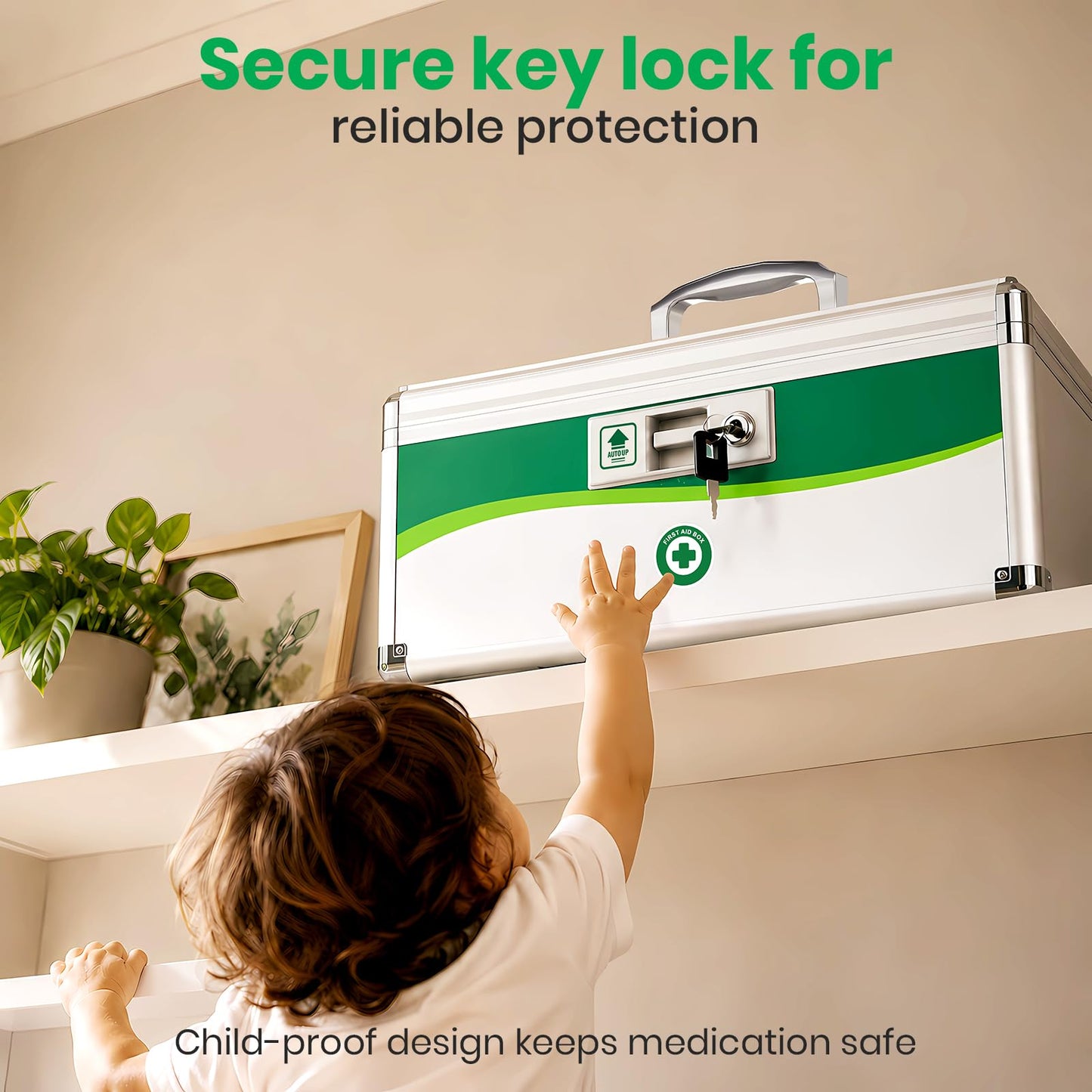 Medicine Lock Box, First Aid Safe Medication Storage Box, Layered Aluminum Daily Medicine Lockable Box with Key (Size-X-Large 16 * 9.25 * 7.5inch)