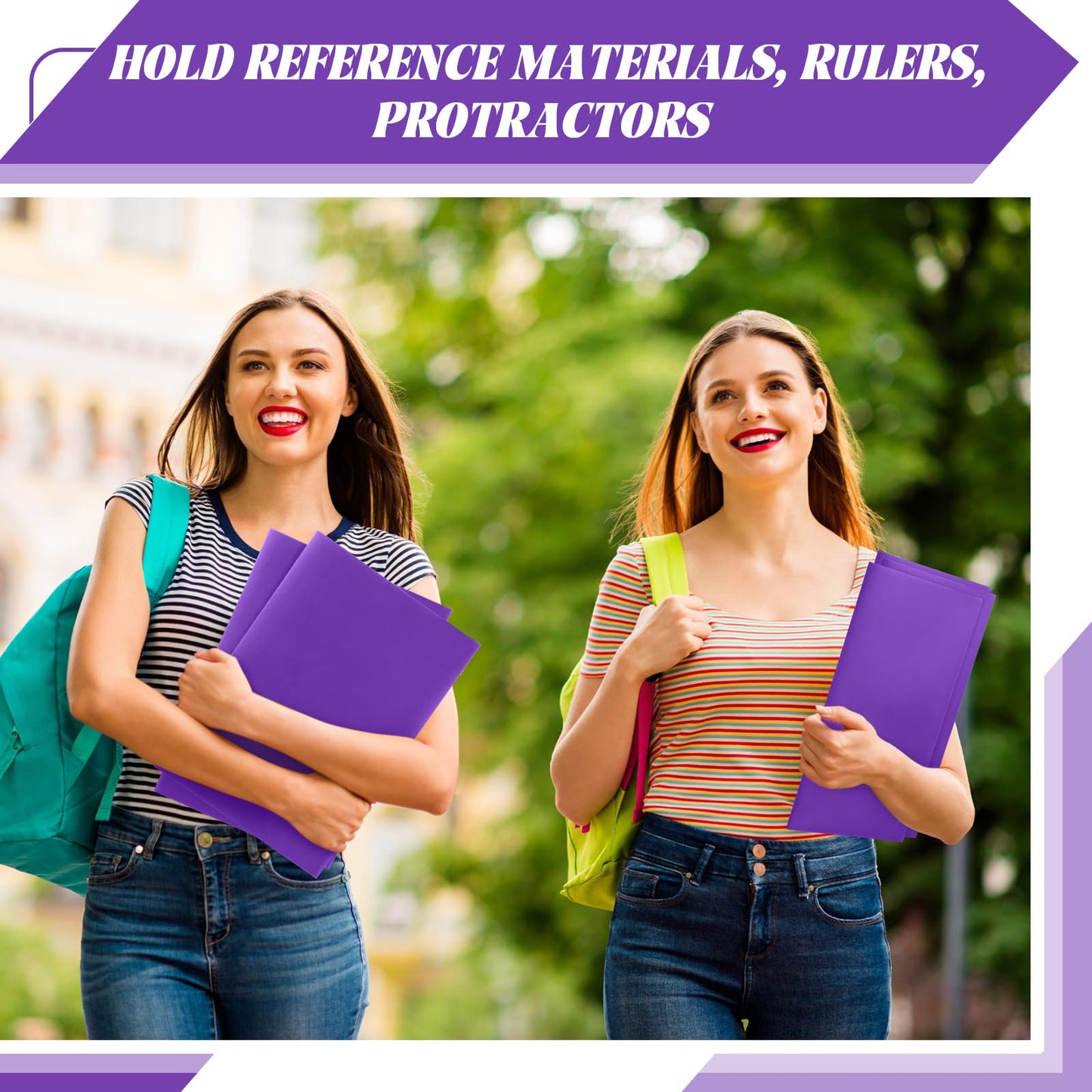 Tenceur 48 Pcs Plastic 3 Pocket Folders, Tri Fold School Folders Bulk for Students Teachers Classroom and Office, Durable Pocket Folder for Back to School Supplies (Purple)