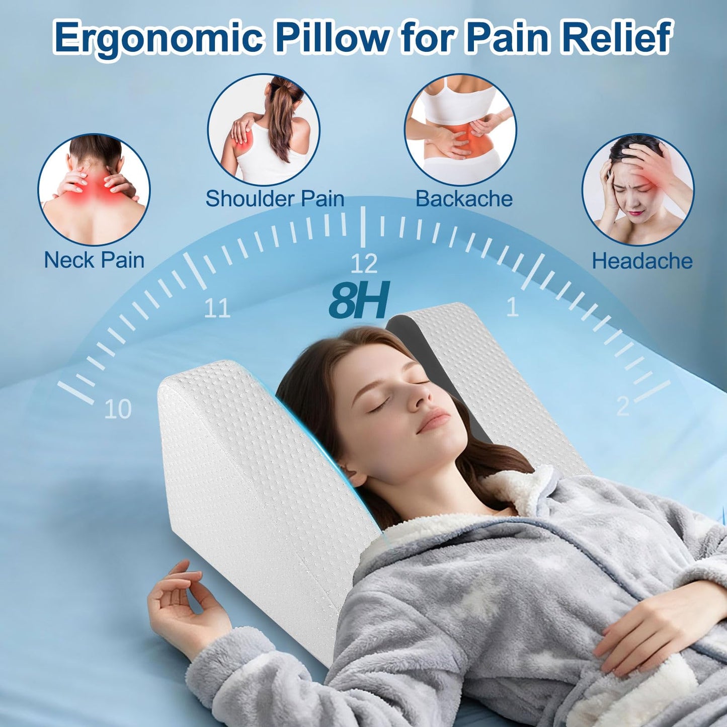 SnugSafe 26° Back Sleeping Training Pillow, Facial Surgery Recovery Pillow for Facelift, Hair Transplant, Rhinoplasty, Wrinkle Prevention & GERD, Cooling Fabric & Air Layer Fabric, Anti-Slip