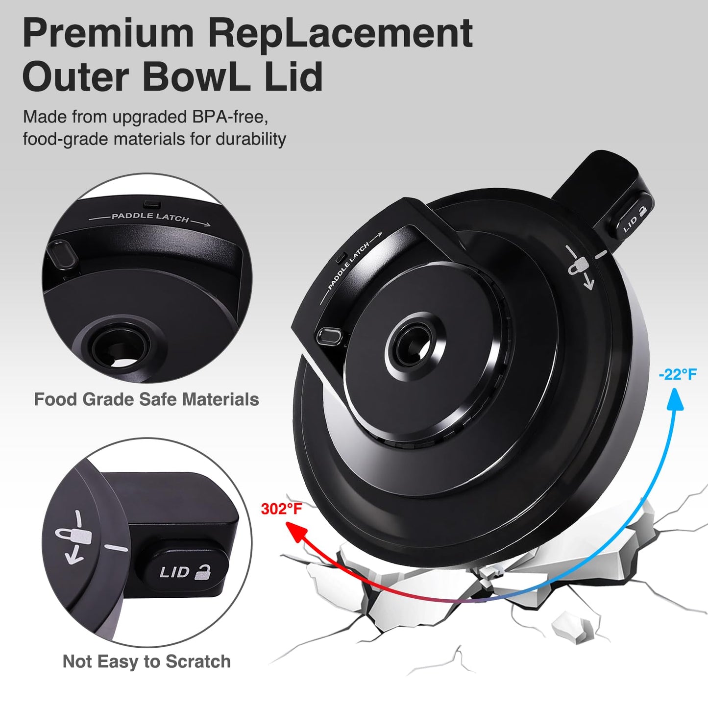 NC 500 Series Outer Bowl Lid and Paddle for Deluxe Ice Cream Maker - Reusable Creami Deluxe Replacement Accessories Compatible with Ninja NC500, NC501, NC501H, NC501HBL, NC501HGN and CN501CO, BPA-Free