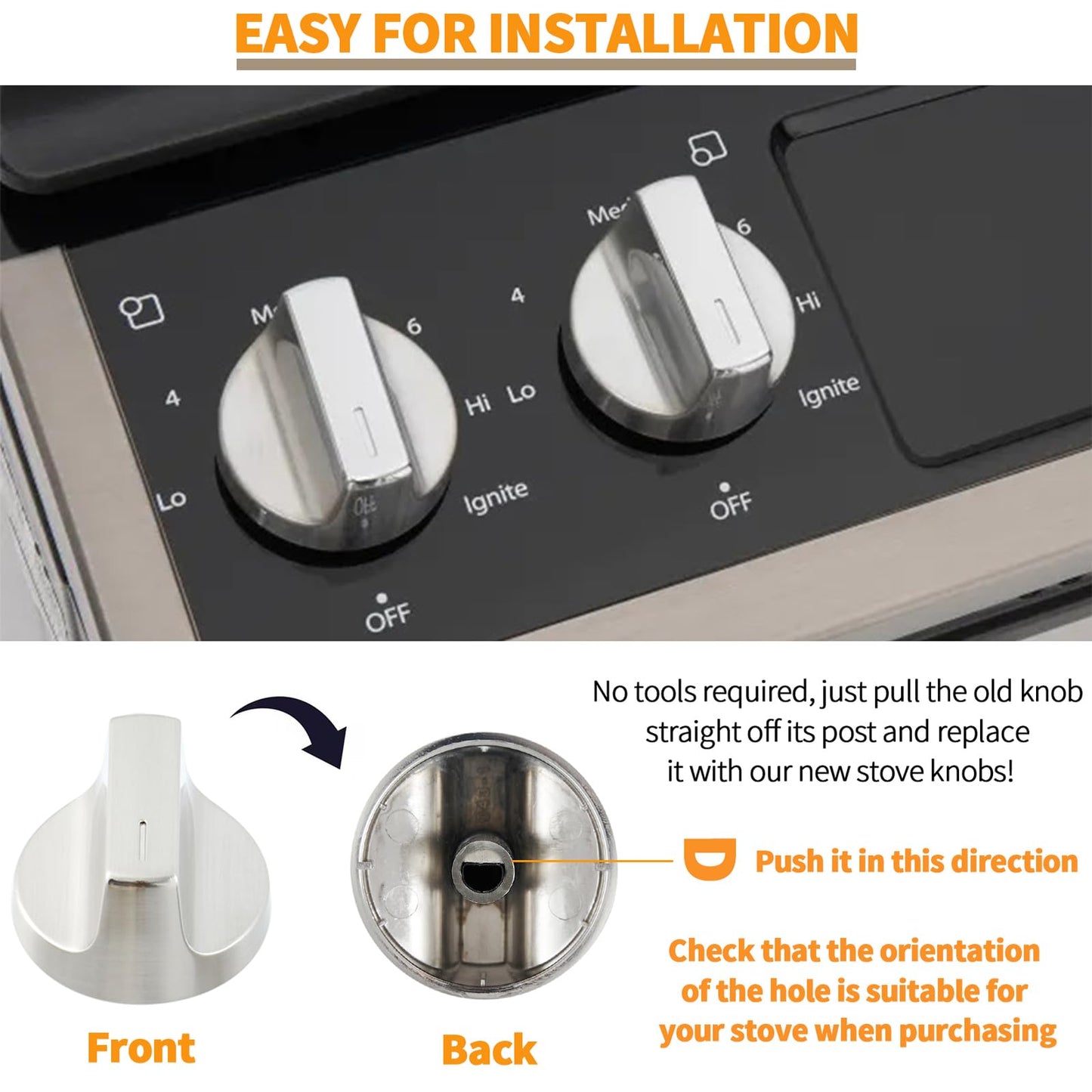 atgestore Upgraded Stainless Steel W11517334 Stove Knobs Replacement for Whirlpool Stove Parts WEG745H0FS0 WEG745H0FS1 WEG515S0FS0 Whirlpool Gas Range Knobs Oven Cooktop Burner Control Knobs 4 Pcs
